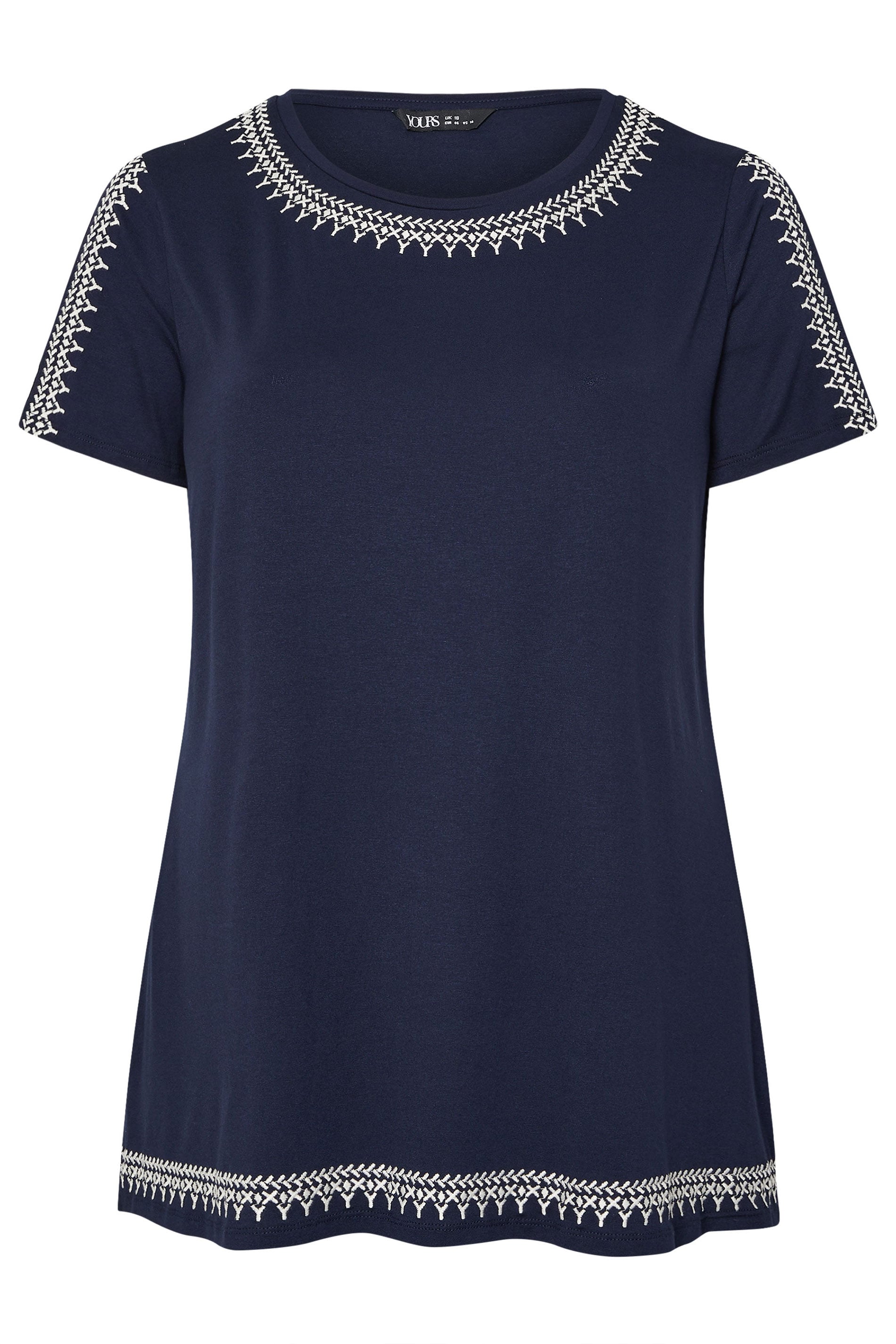  YOURS Curve T-shirt Brodé Bleu Marine