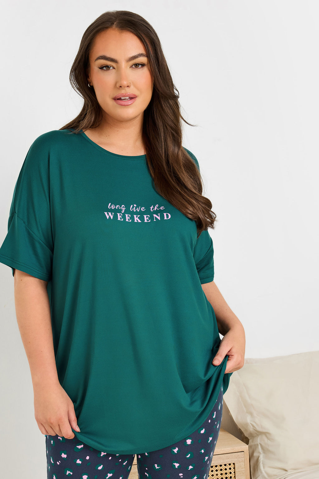  YOURS - Haut De Pyjama Vert Sarcelle 'Long Live The Weekend'