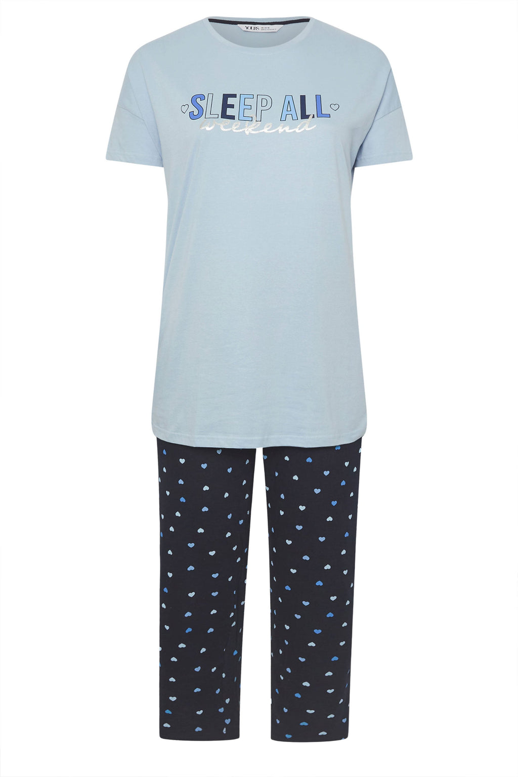  YOURS - Ensemble De Pyjama Bleu Wide Leg 'Sleep All Weekend'