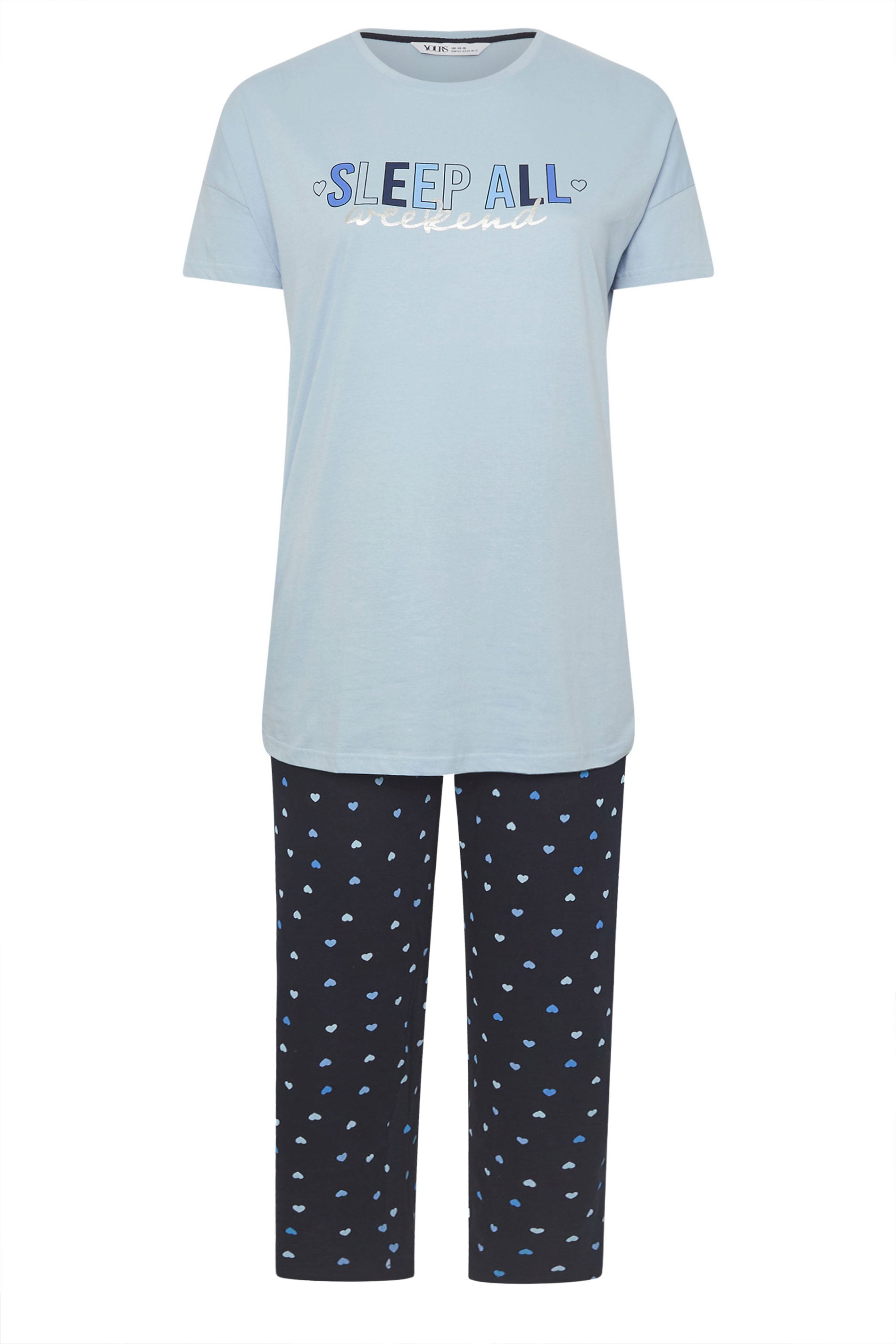  YOURS - Ensemble De Pyjama Bleu Wide Leg 'Sleep All Weekend'