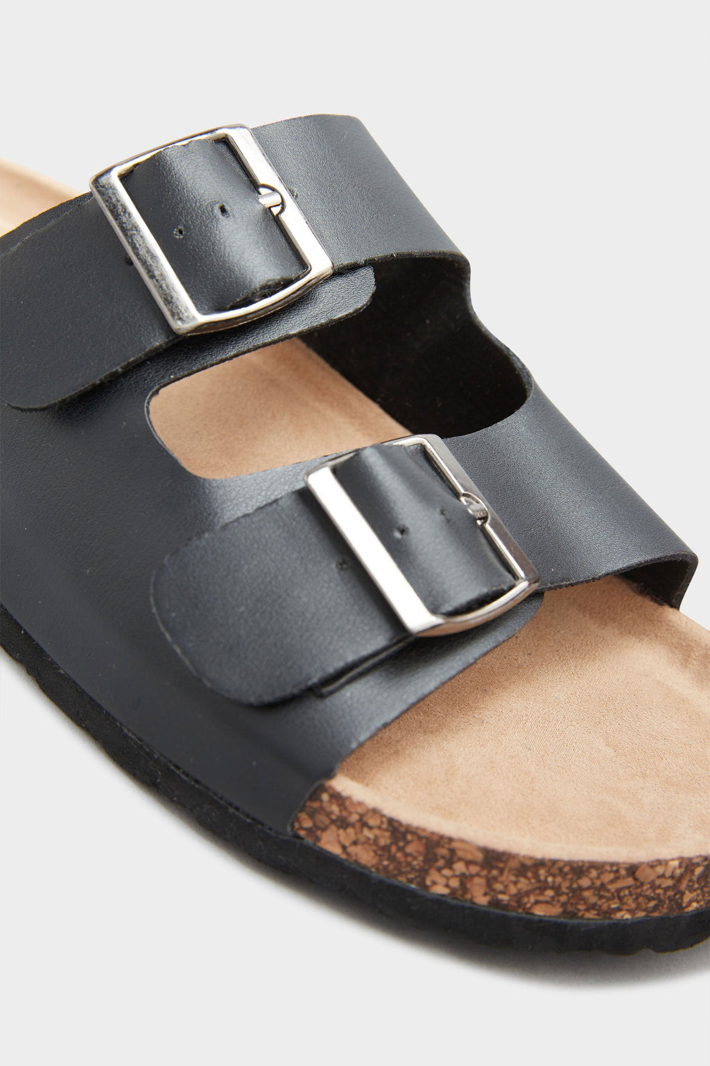 Sandales Noires à Boucles Pieds Larges EEE