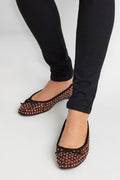 LTS Brown Leopard Print Faux Suede Diamante Ballerina Pumps In Standard Fit