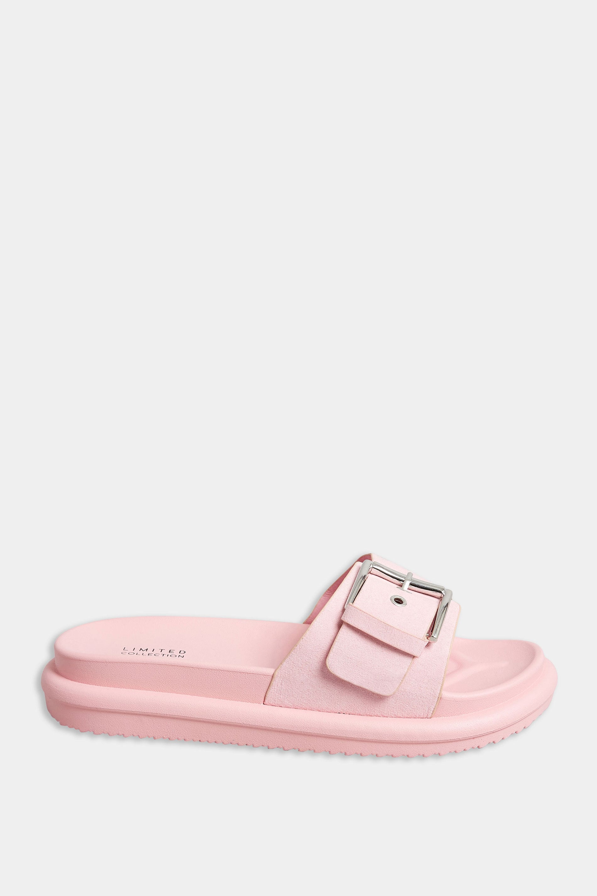  LIMITED COLLECTION - Claquettes Roses Effet Daim à Boucles Pieds Larges E & EEE