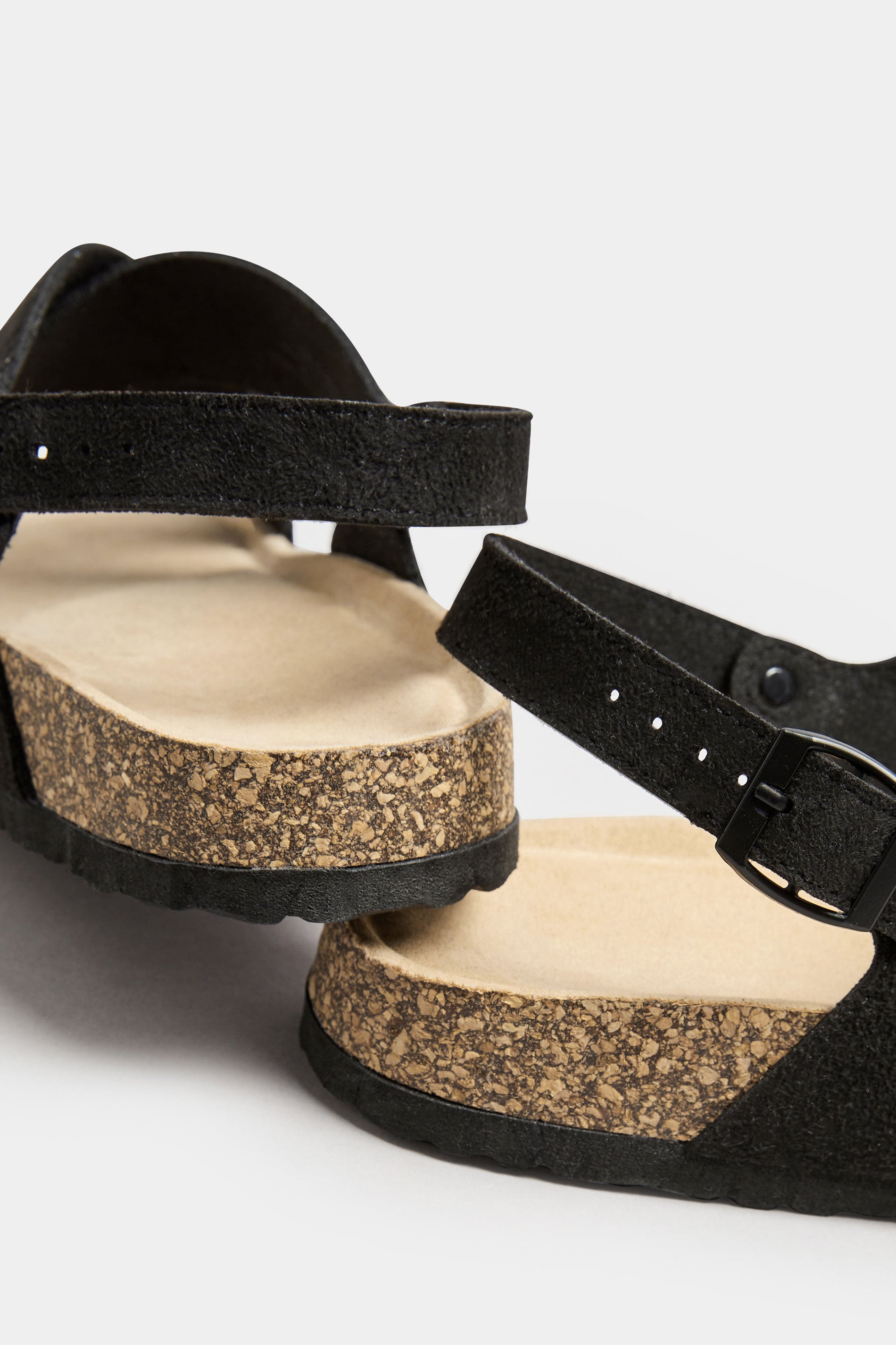  Sandales Noires Design Croisé Pieds Extra Larges EEE