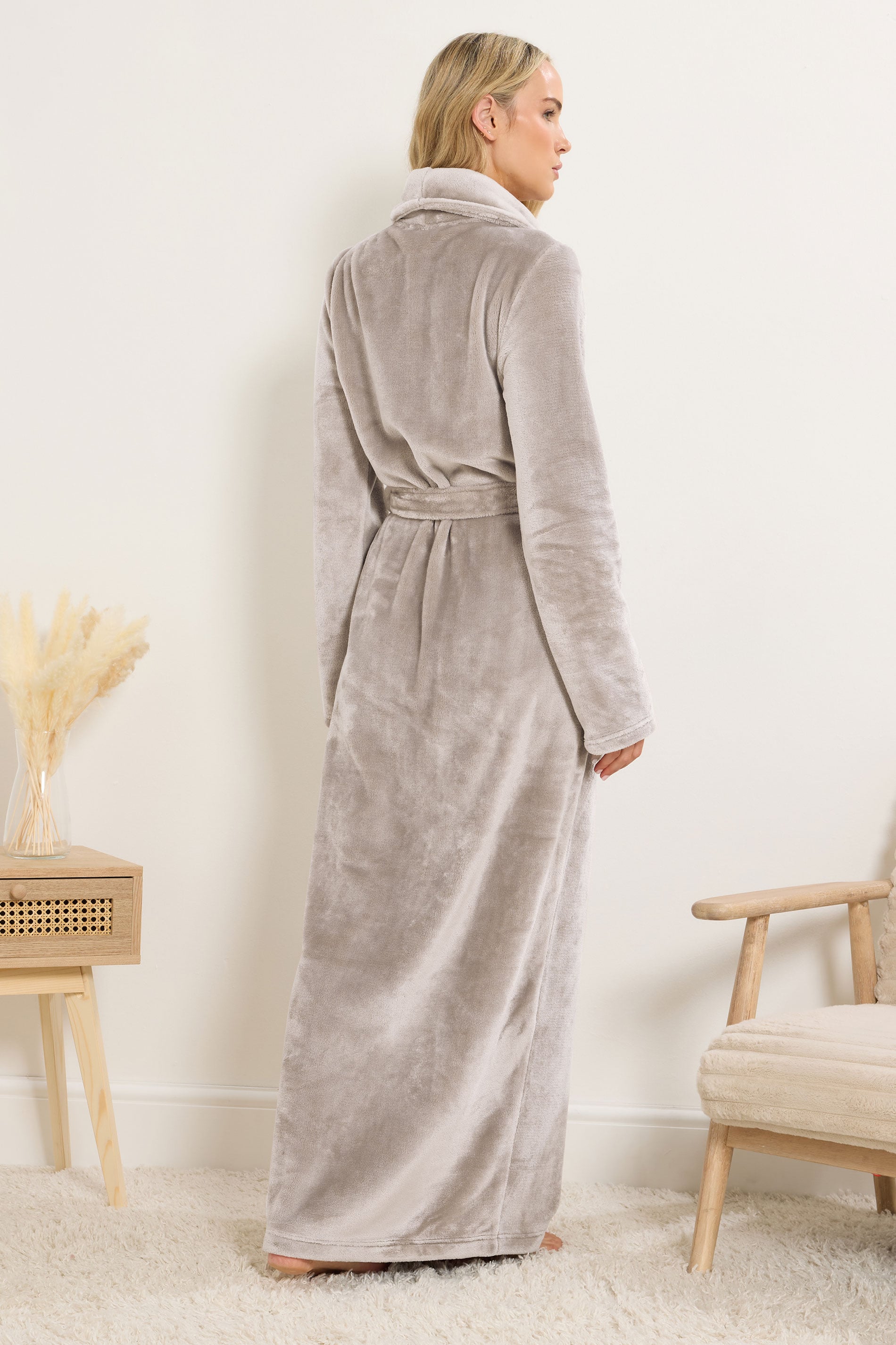  LTS Tall Stone Brown Super Luxe Maxi Dressing Gown