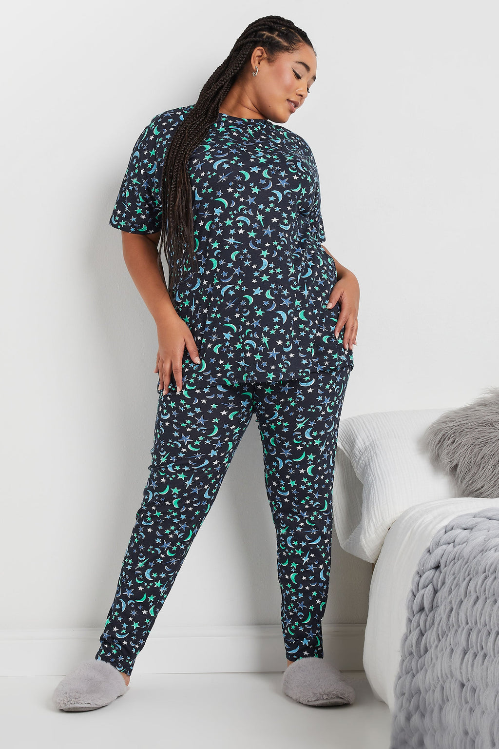  YOURS - Ensemble De Pyjama Bleu Marine Design Lunes & Étoiles
