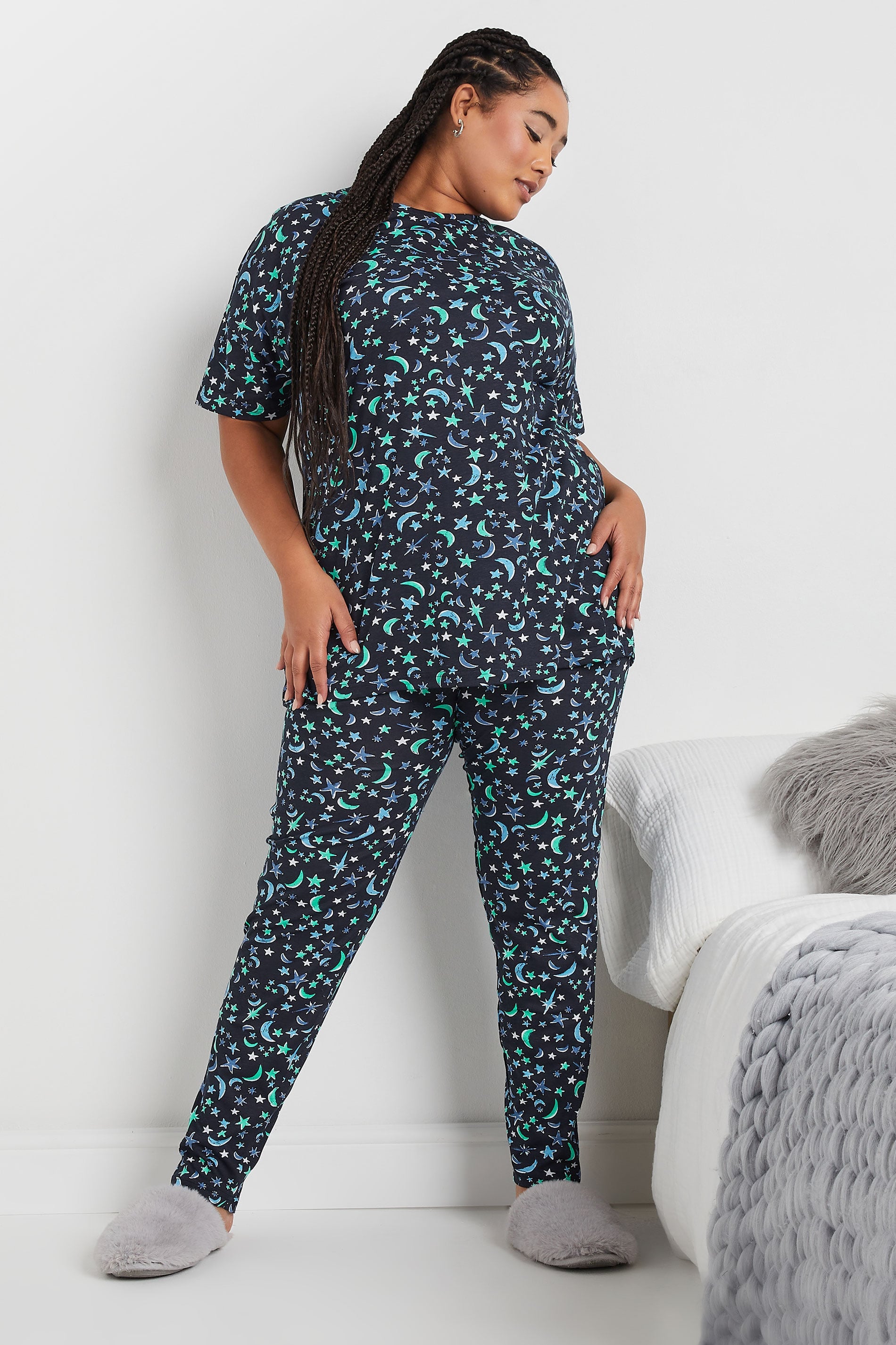  YOURS - Ensemble De Pyjama Bleu Marine Design Lunes & Étoiles