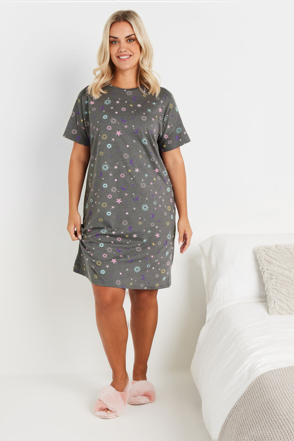  YOURS - Lot De 2 Chemises De Nuit Violette & Grise