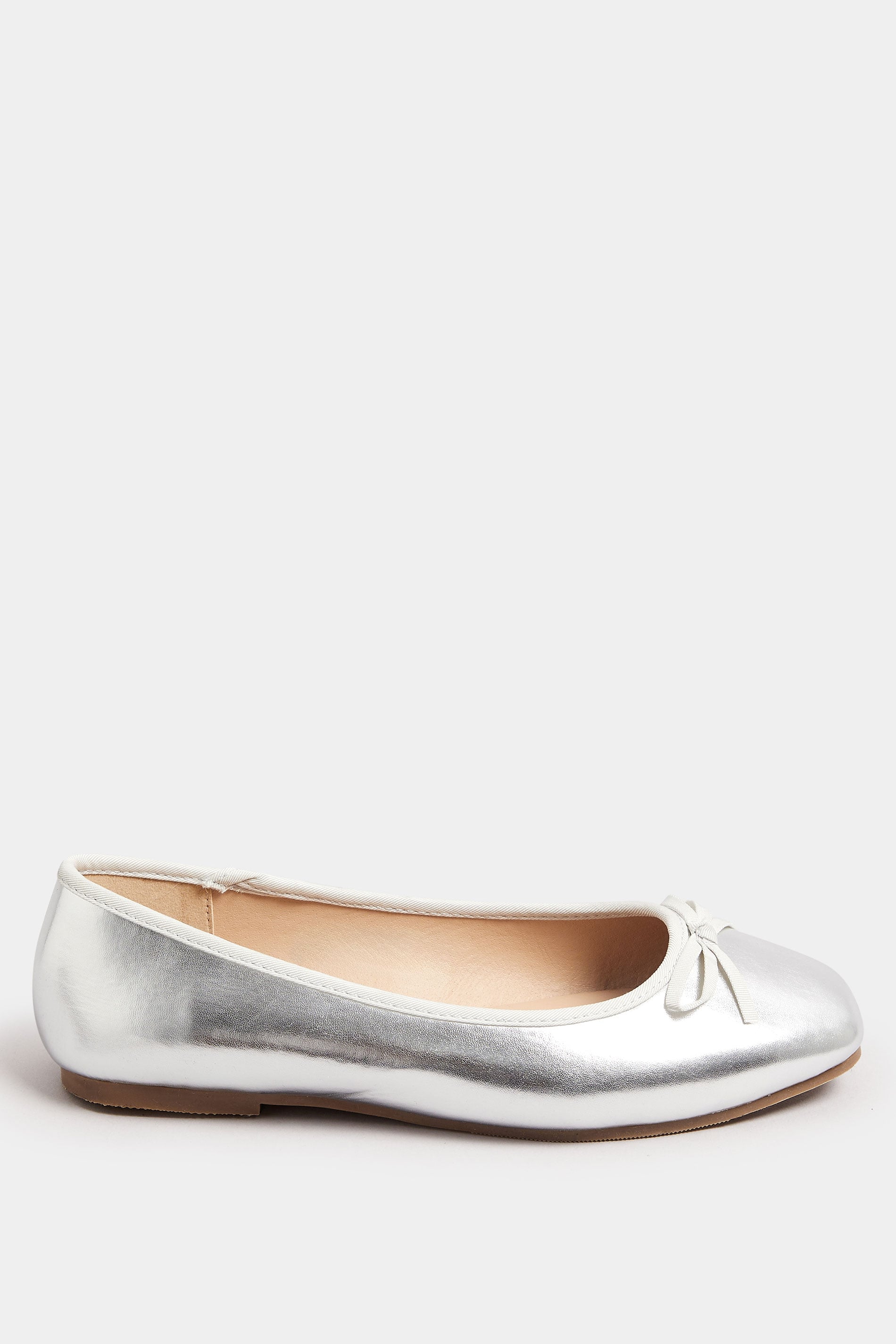  Ballerines Argentées Carrées à Noeuds Pieds Extra Larges EEE
