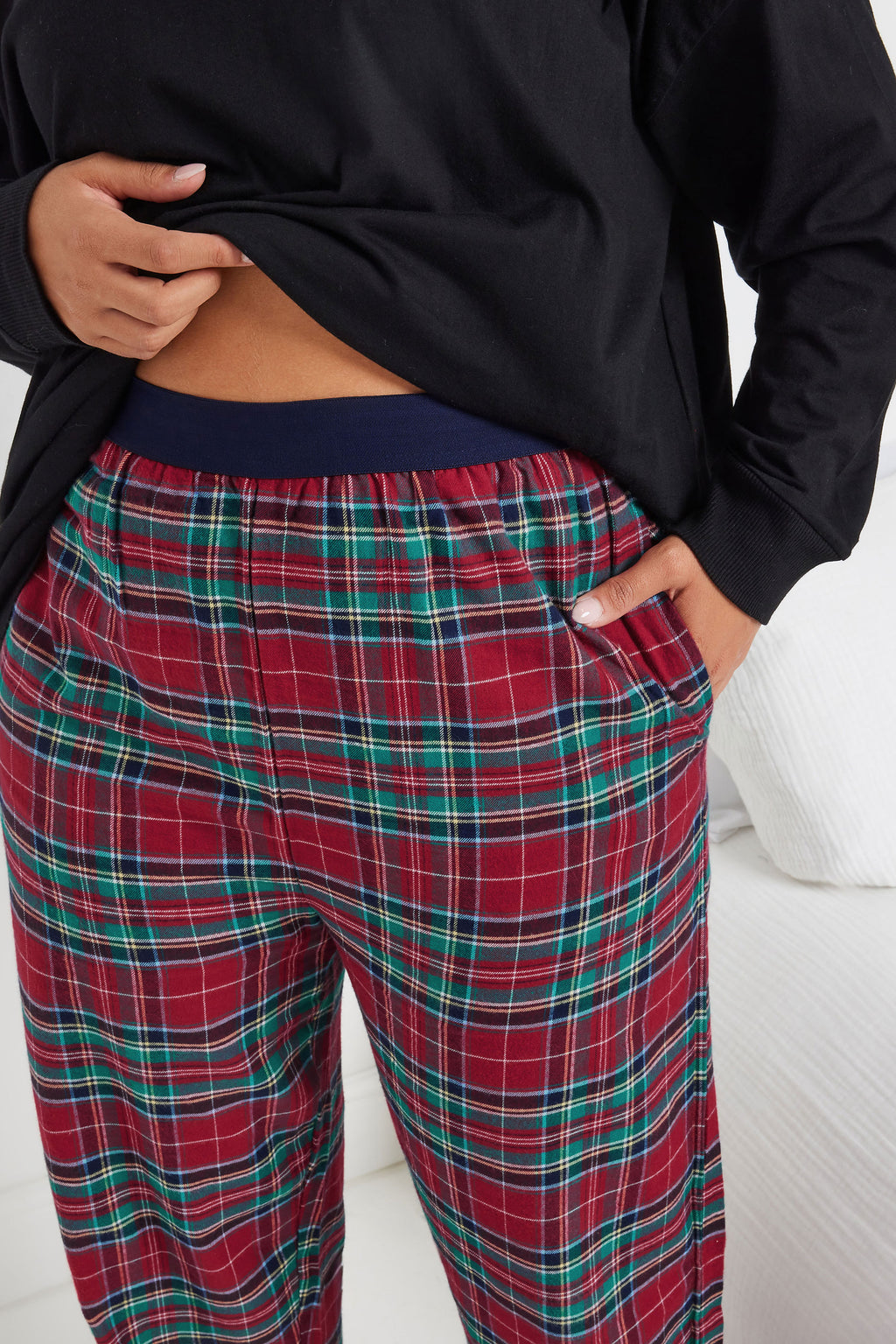  YOURS - Bas De Pyjama Rouge & Bleu à Carreaux Coupe Wide Leg