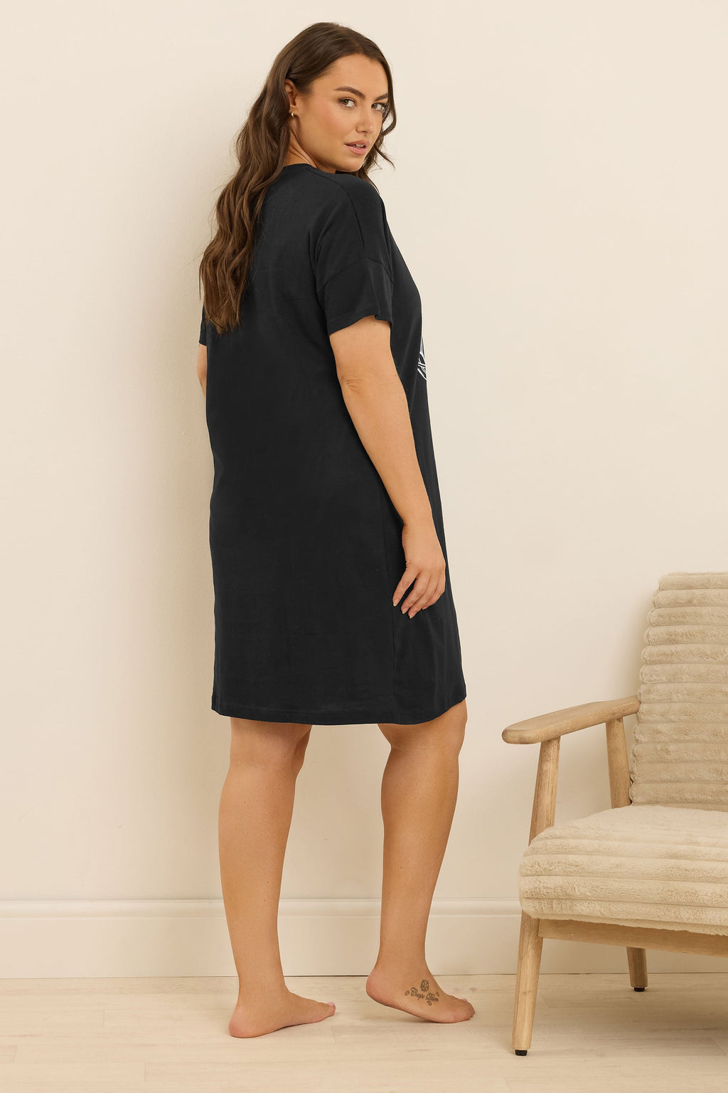  YOURS Lot De 2 Chemises De Nuit Curve Noires « Coffee Club »