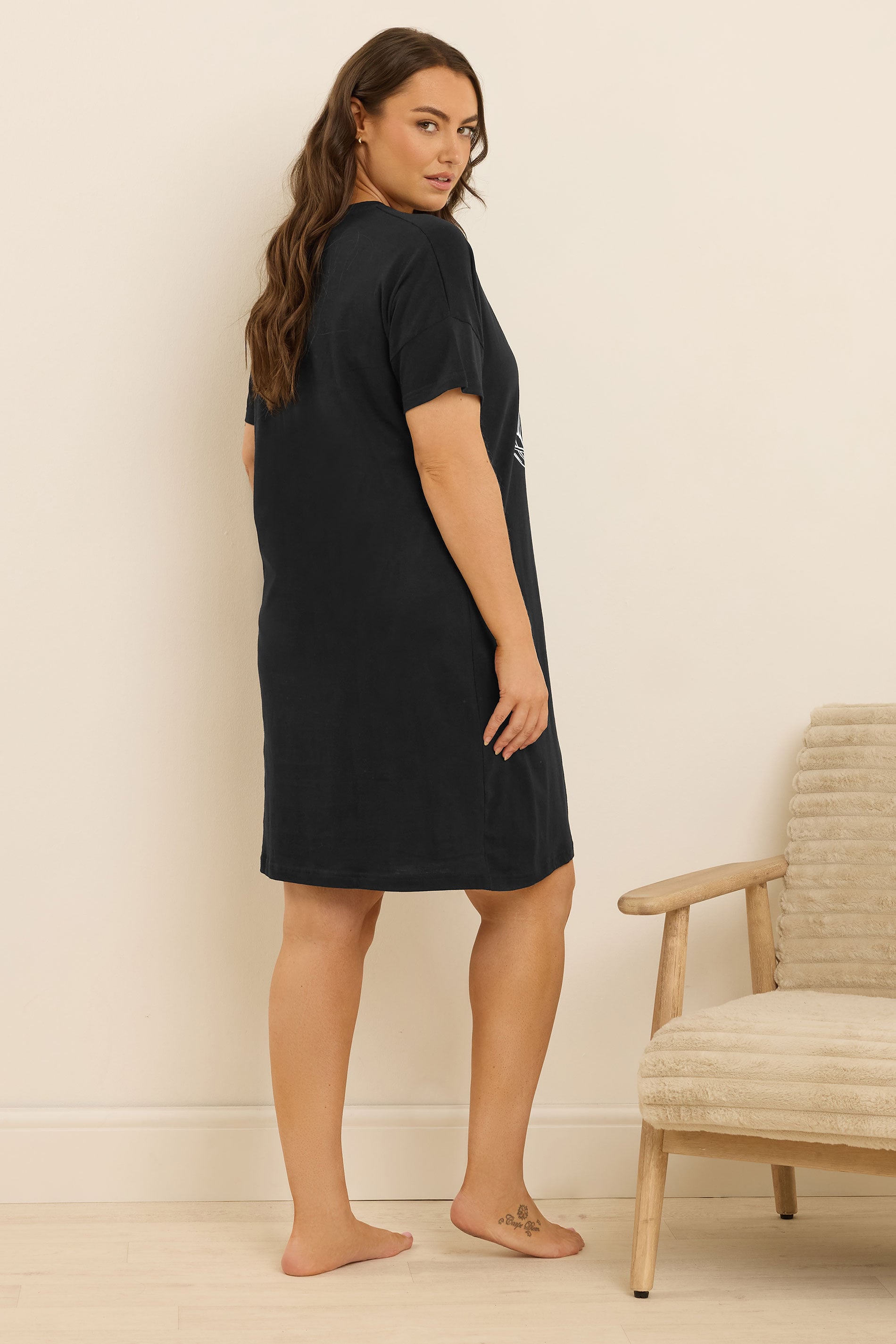  YOURS Lot De 2 Chemises De Nuit Curve Noires « Coffee Club »