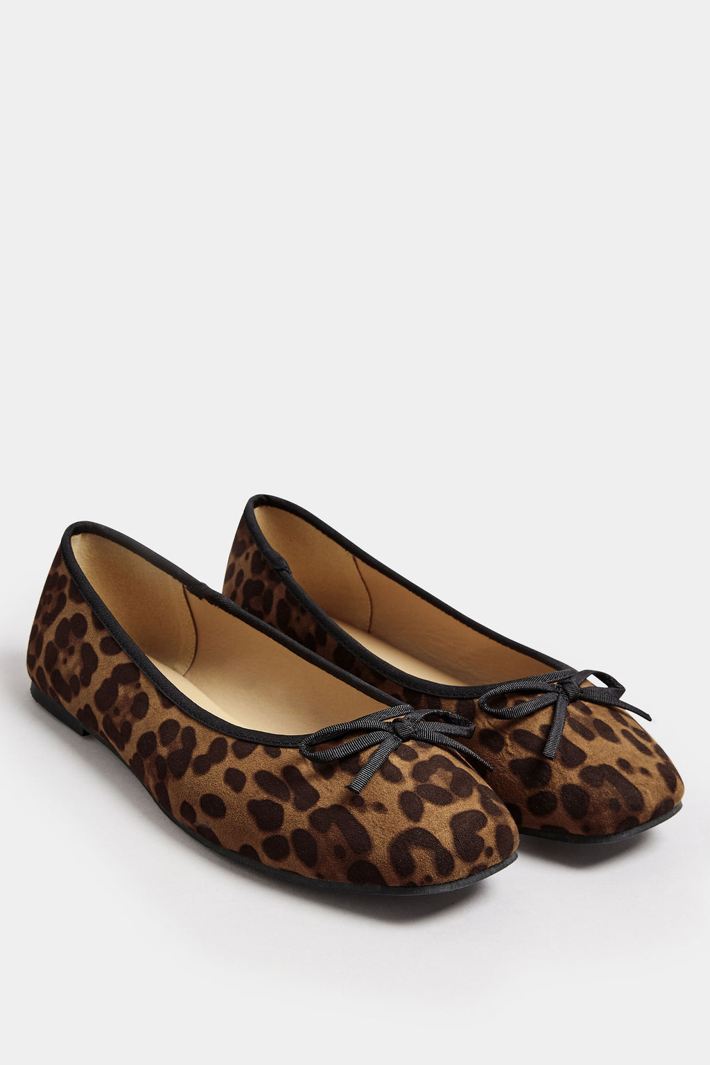  Ballerines Carrées Marrons Design Léopard Pieds Extra Larges