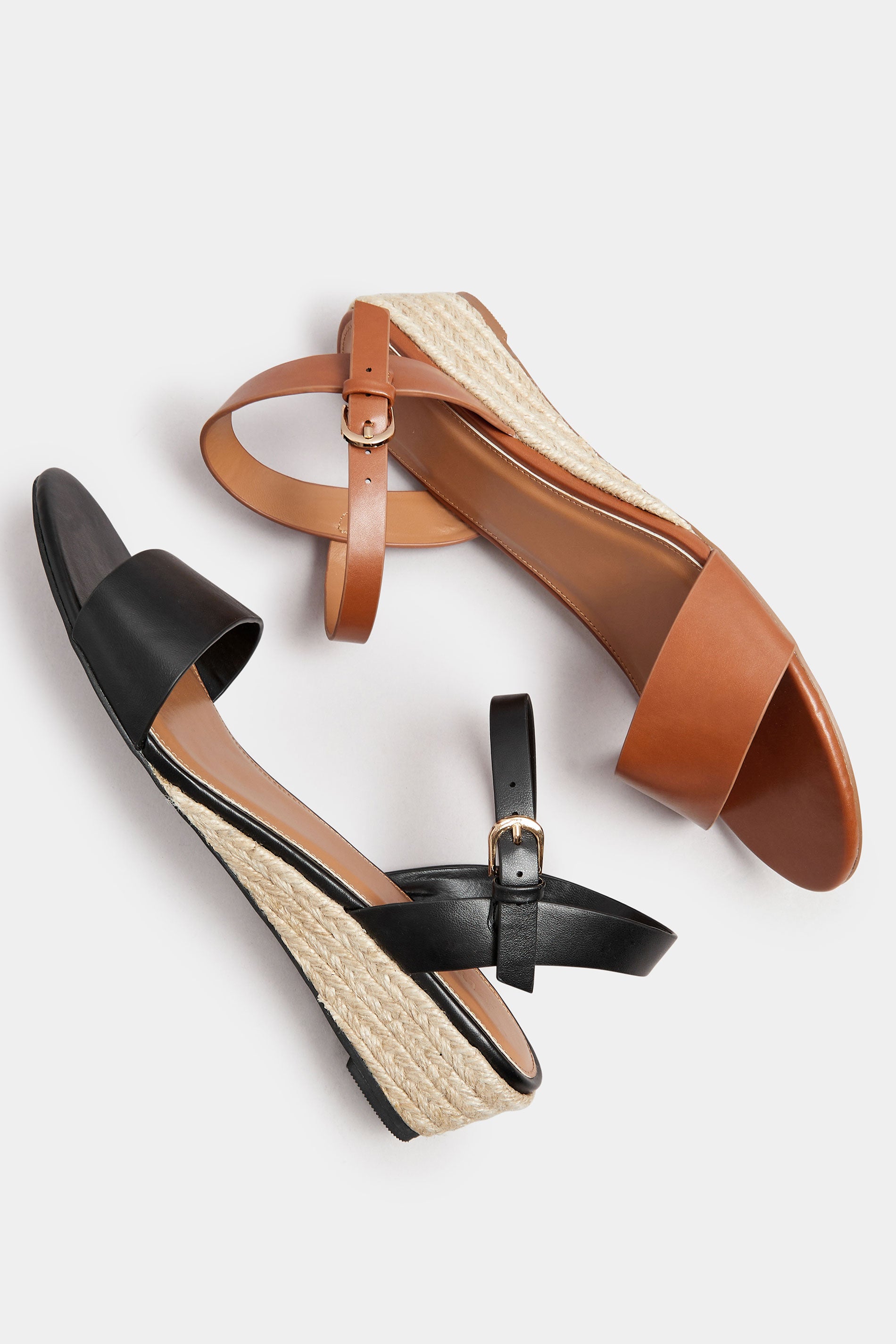 LTS Tan Brown Rope Wedge Sandals In Standard Fit