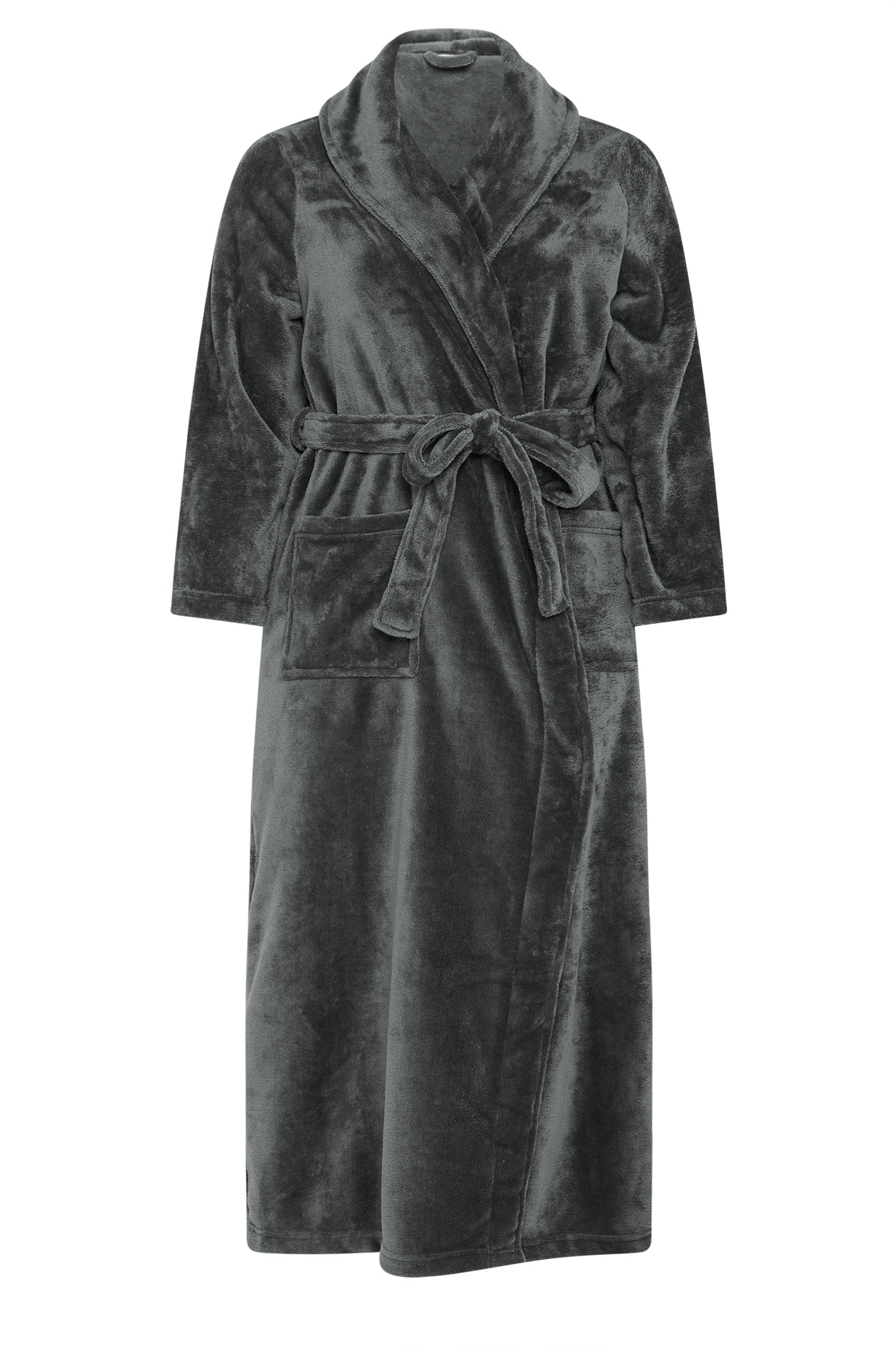  YOURS Curve Robe De Chambre Longue Super Luxueuse Grise
