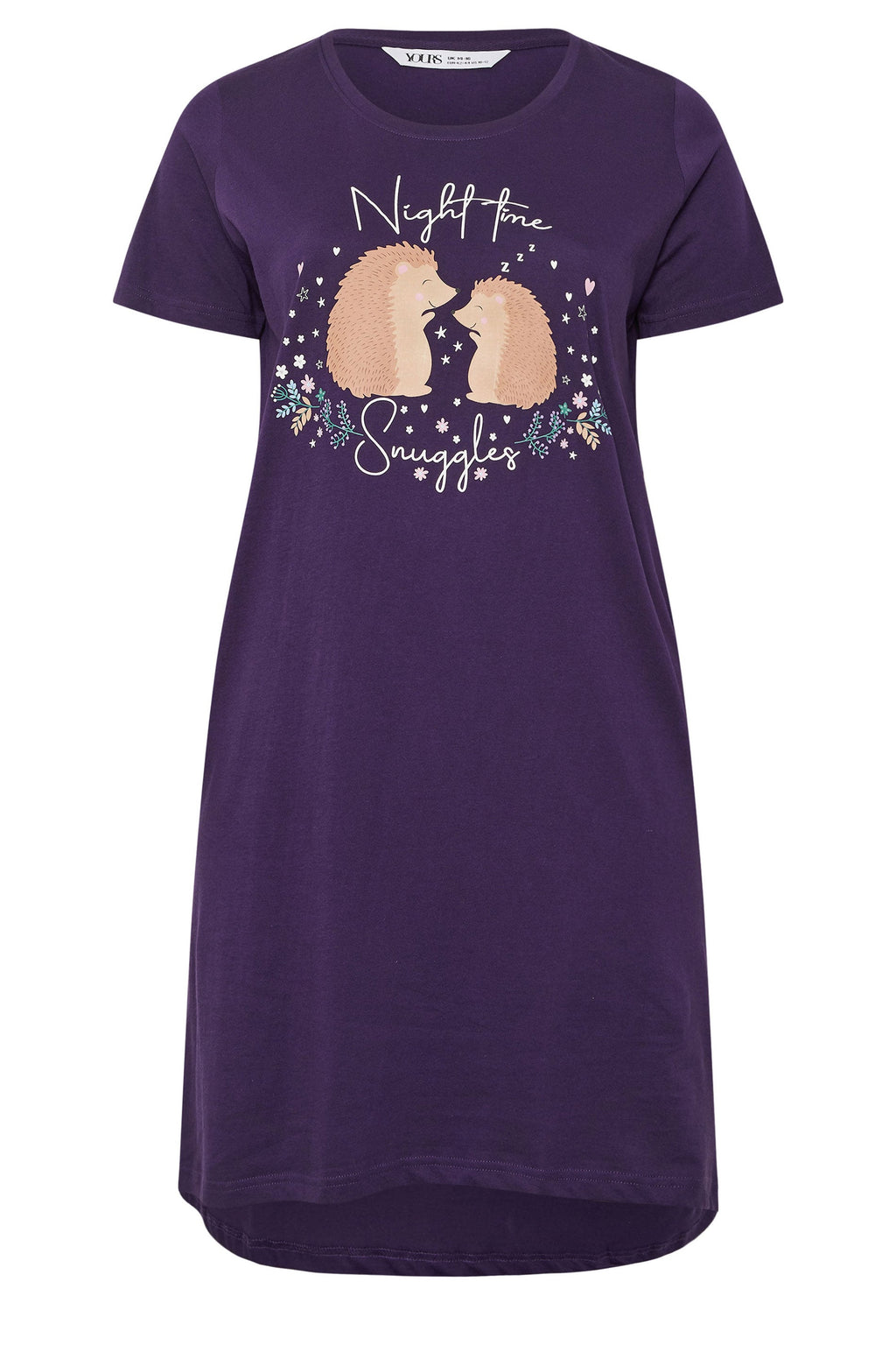  YOURS Curve Chemise De Nuit Violette « Nighttime Snuggles » Hérisson