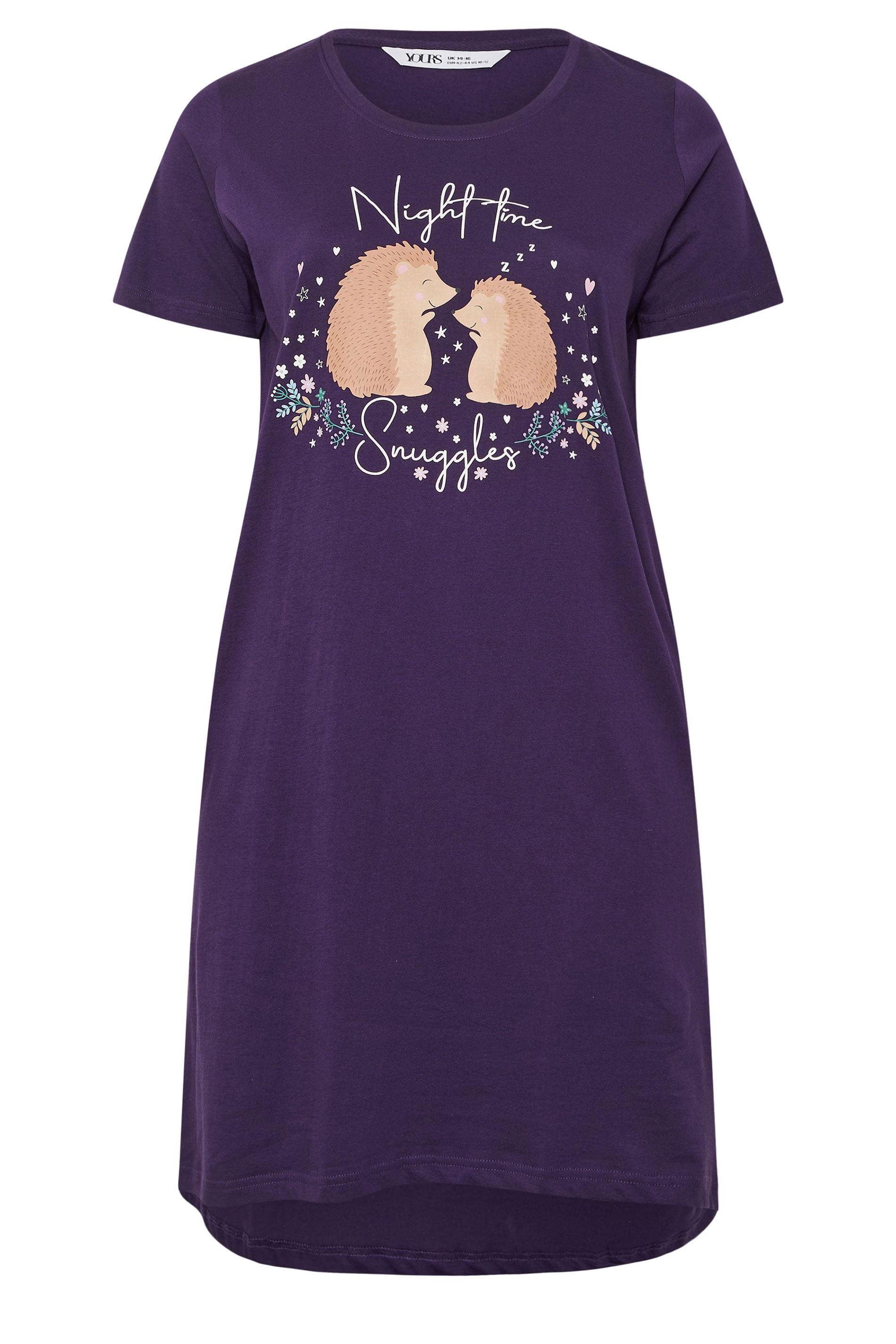 YOURS Curve Chemise De Nuit Violette « Nighttime Snuggles » Hérisson