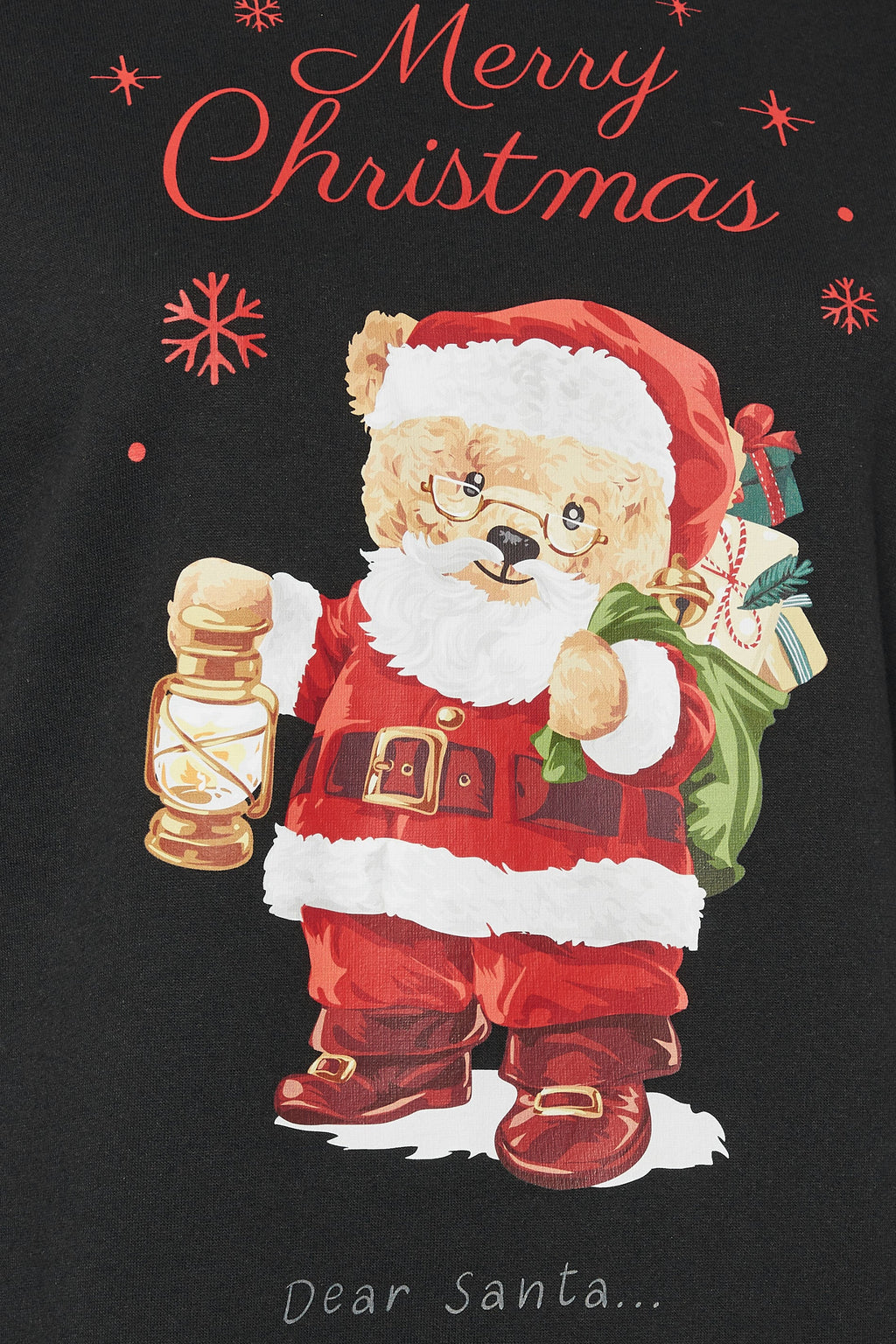  YOURS - Robe-Sweatshirt Noire 'Merry Christmas' Peluche