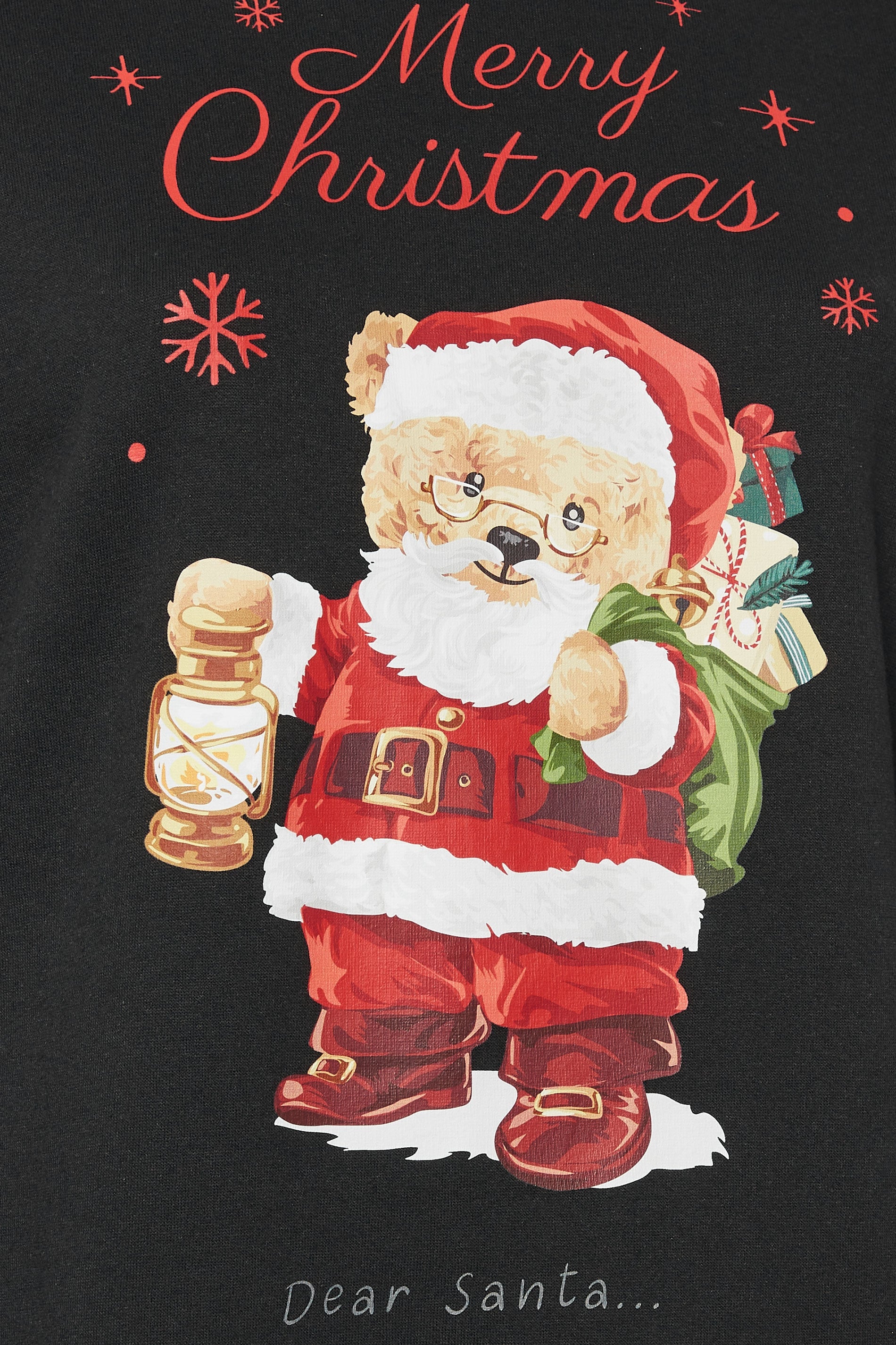  YOURS - Robe-Sweatshirt Noire 'Merry Christmas' Peluche