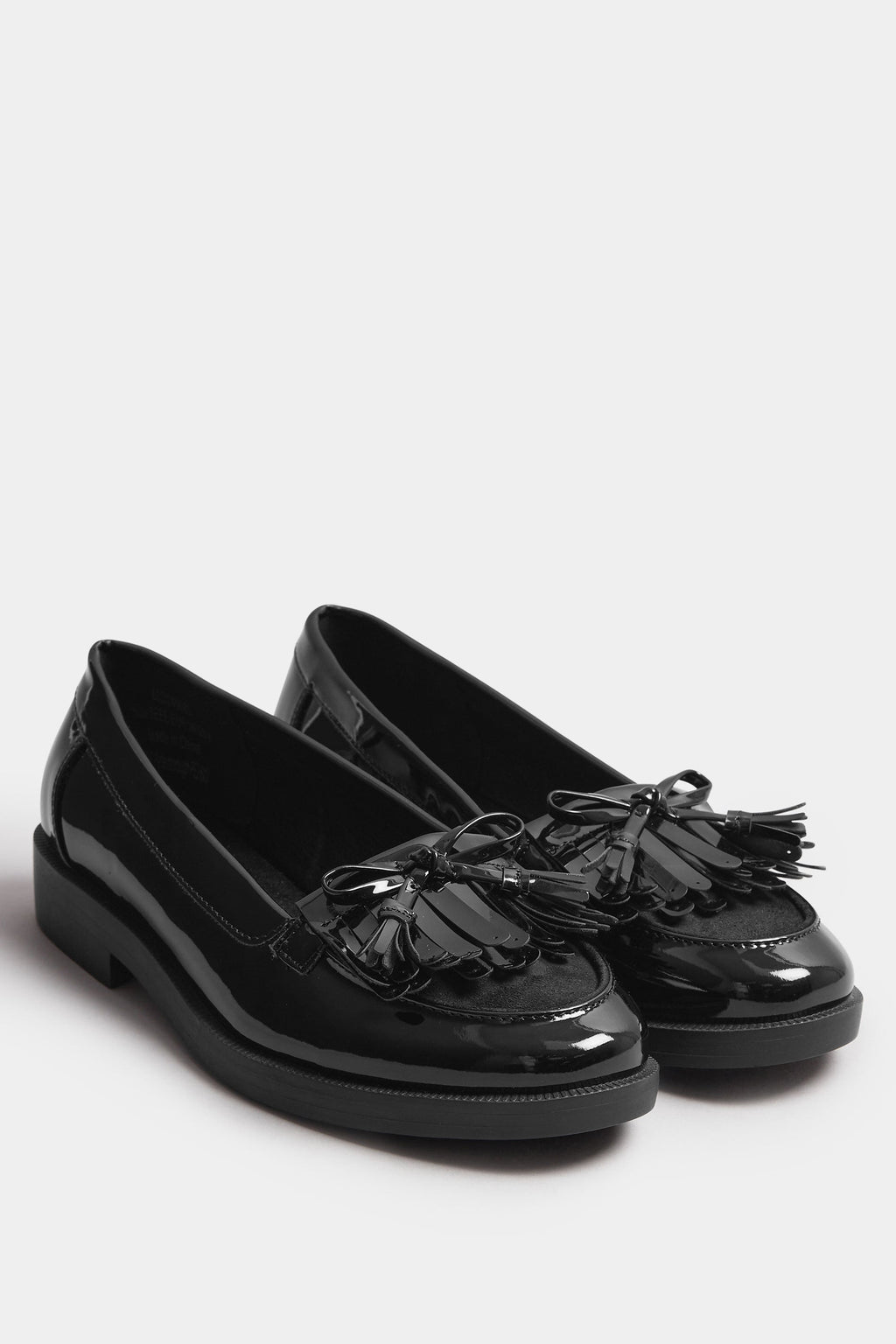  Mocassins à Franges En Cuir Verni Noir, Coupes Wide E Et Extra Wide EEE