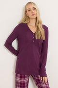  LTS Tall Burgundy Red Cotton Waffle Pyjama Top