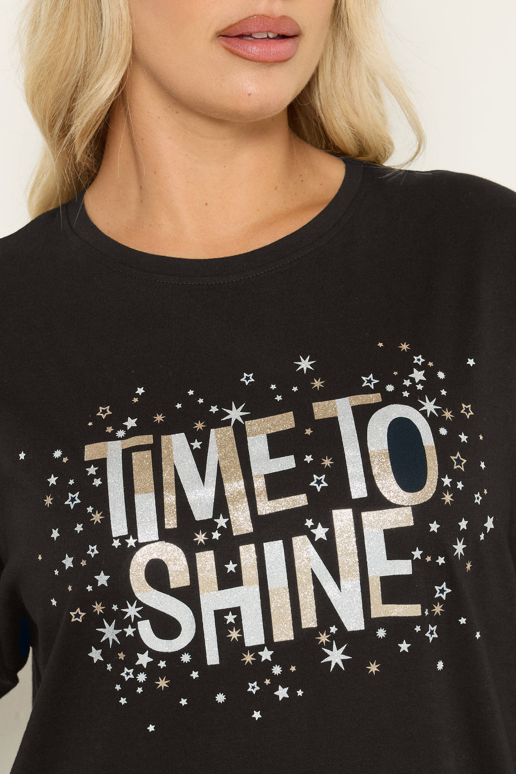  YOURS Curve Chemise De Nuit Noire « Time To Shine »