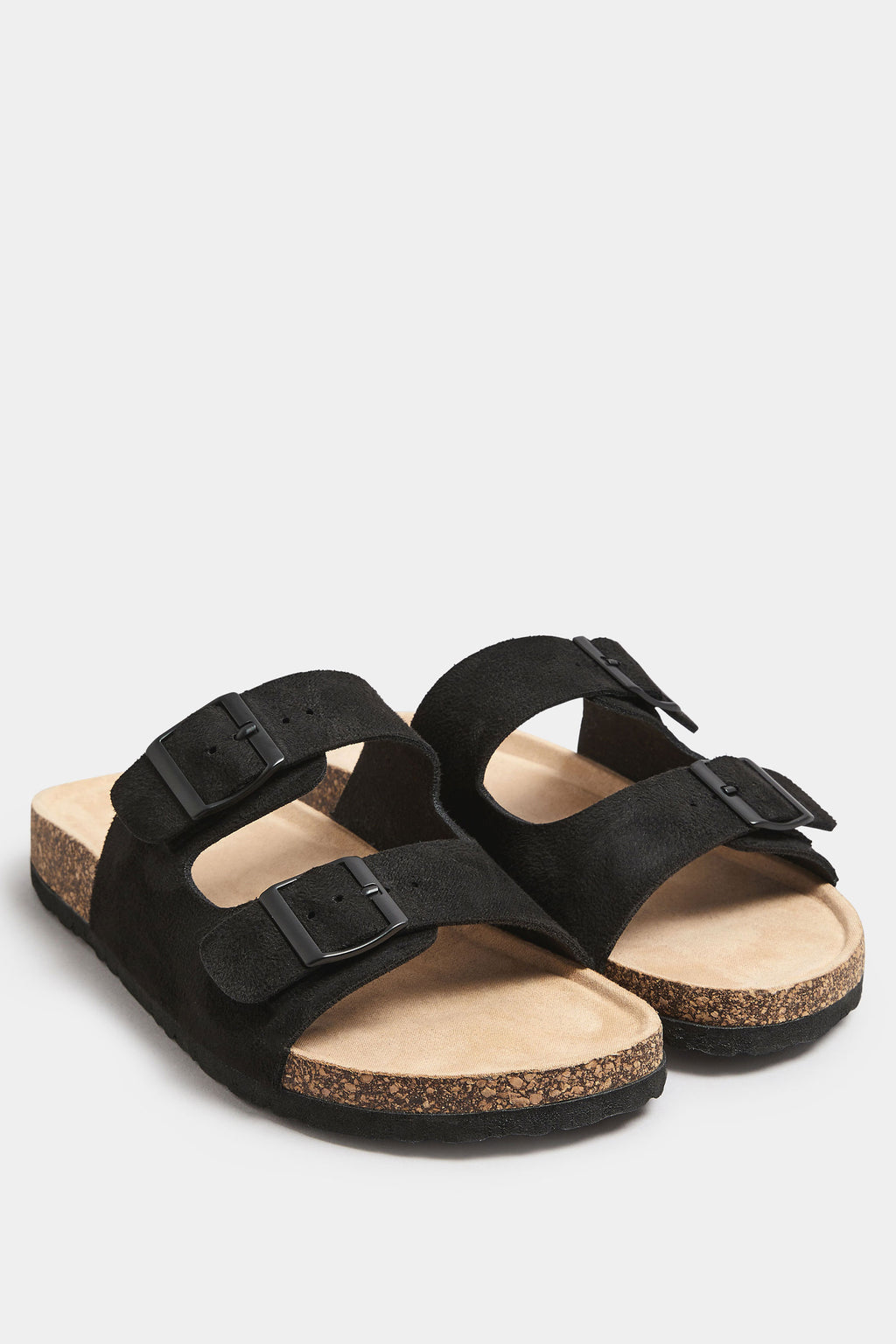  LTS Black Faux Suede Moulded Footbed Sandals In Standard Fit