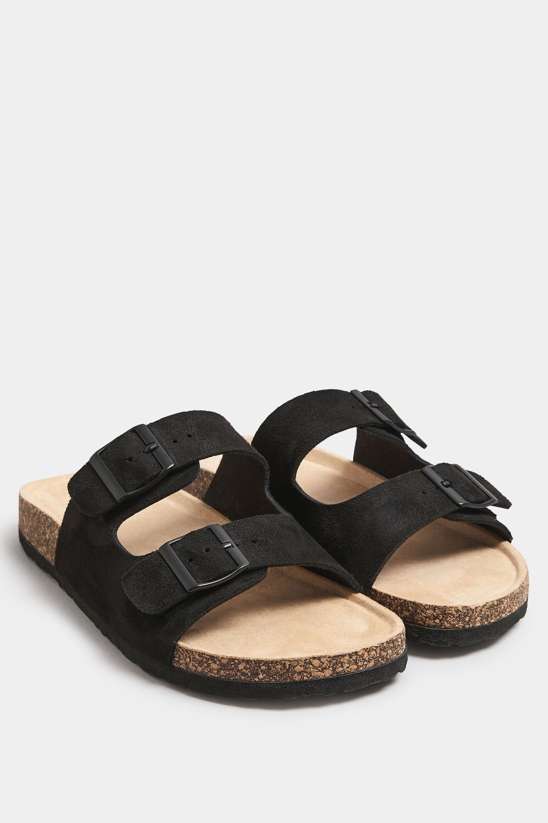  LTS Black Faux Suede Moulded Footbed Sandals In Standard Fit