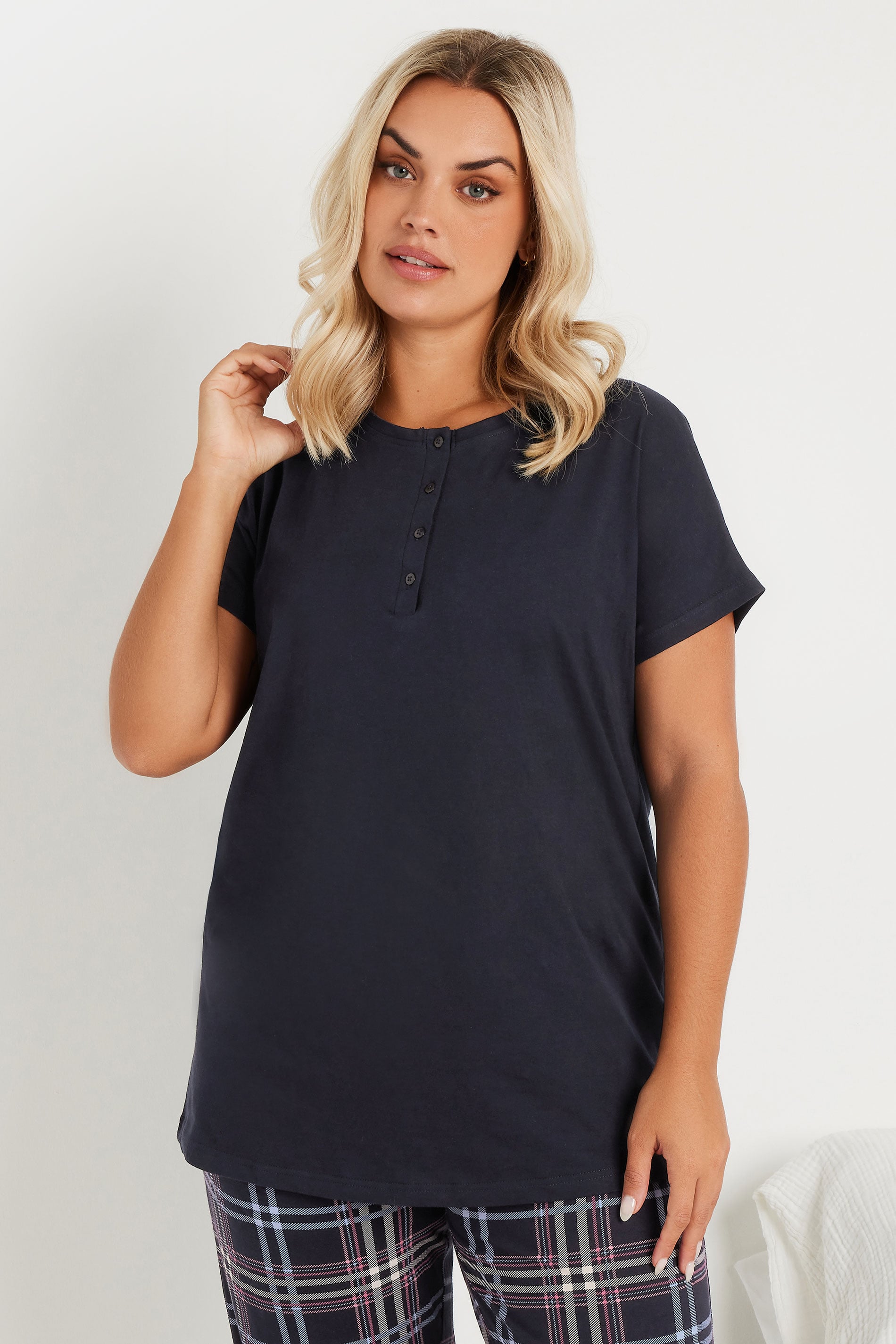  YOURS - Haut De Pyjama Bleu Marine En Coton