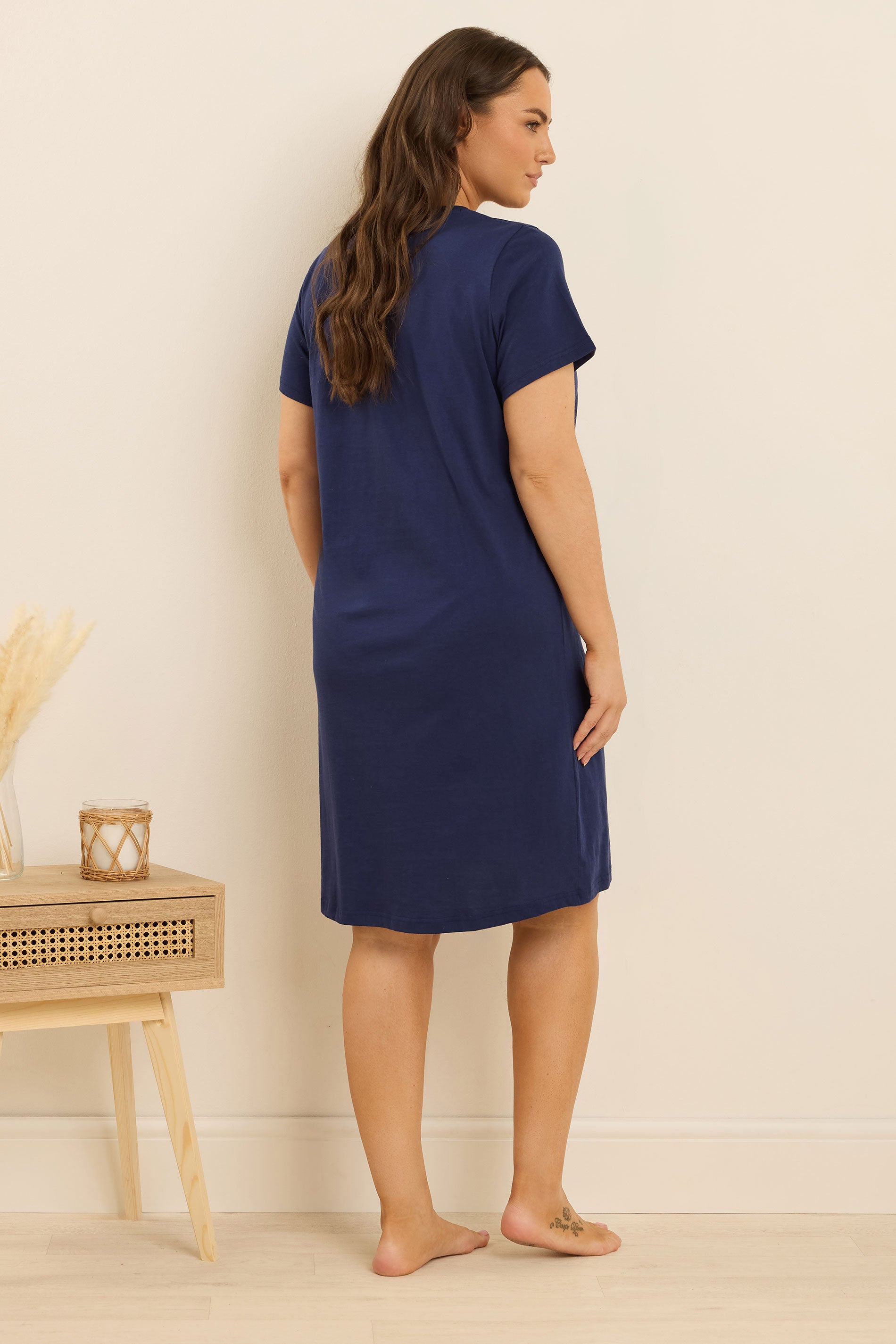  YOURS Lot De 2 Chemises De Nuit Curve à Imprimé Chat Rose Et Bleu