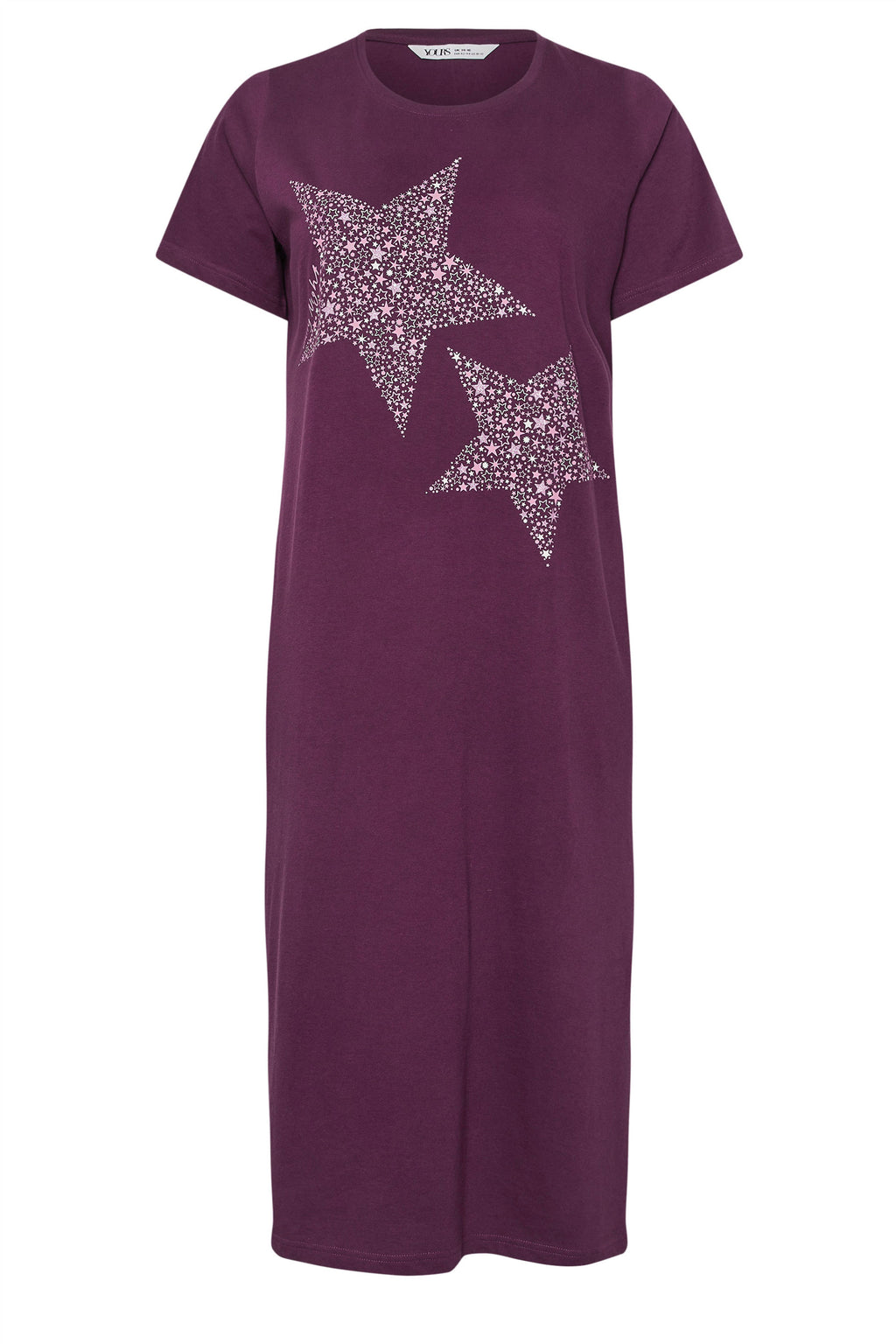  YOURS Curve Chemise De Nuit Midaxi Rose « Nuit étoilée »