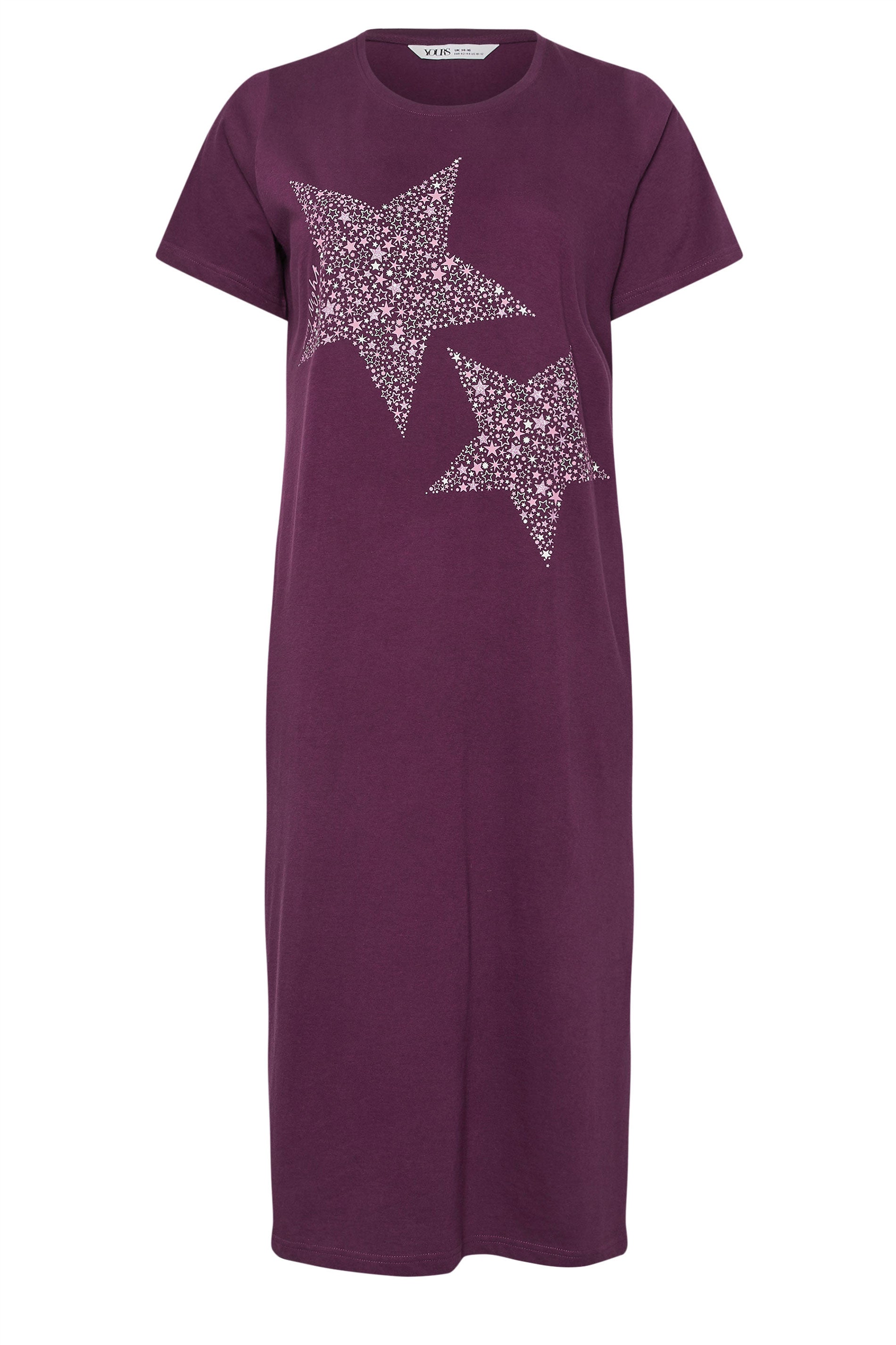  YOURS Curve Chemise De Nuit Midaxi Rose « Nuit étoilée »