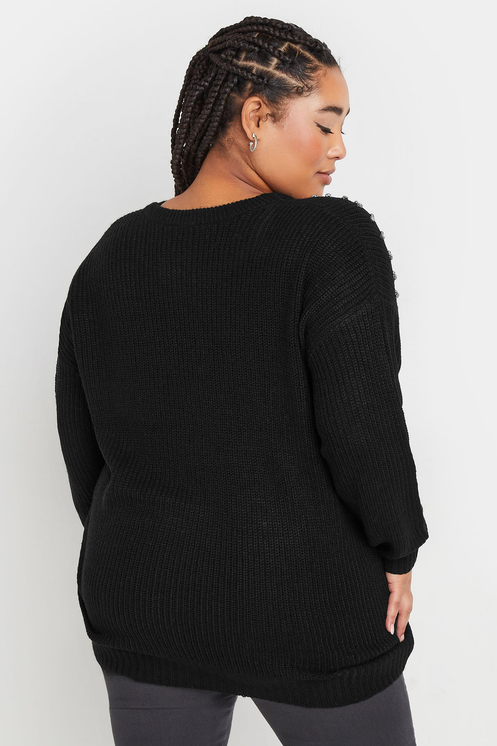  YOURS - Pull En Maille Noir Empiècement Strass