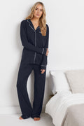  LTS Tall Navy Blue Piped Button Pyjama Set