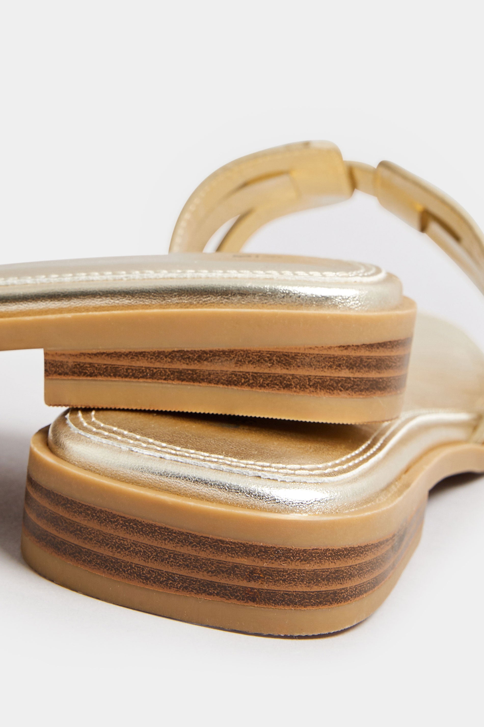  Sandales Mules Dorées Design Découpé Pieds Extra Larges EEE