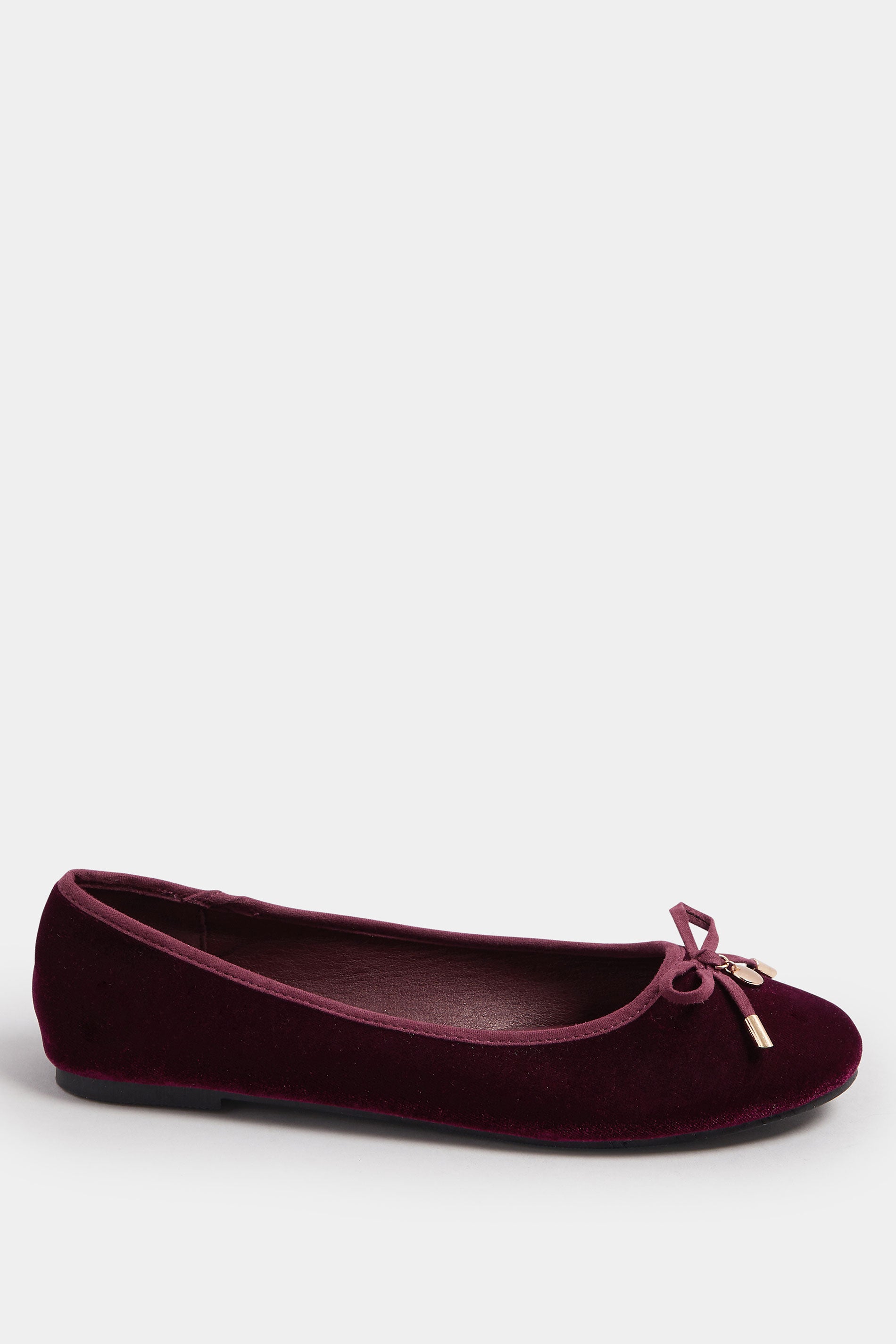  LTS Burgundy Red Velvet Bow Ballerina Pumps In Standard Fit