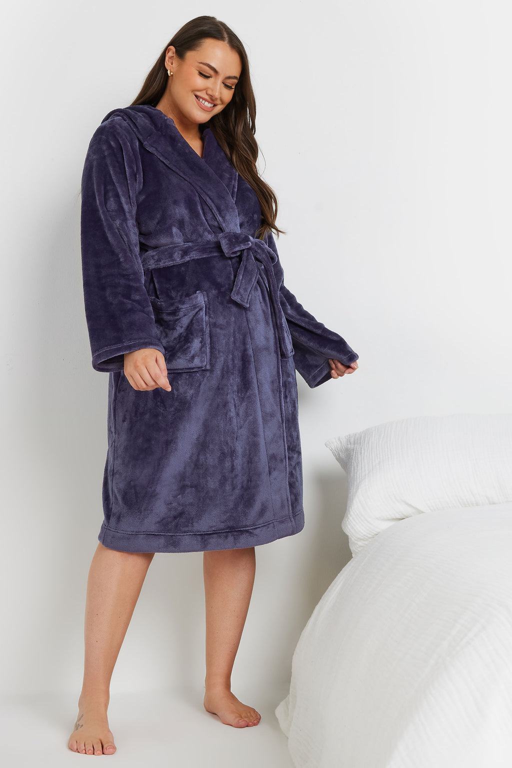  YOURS - Robe De Chambre En Bleu-Violet à Capuche