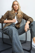  LTS Tall Brown Leopard Print Denim Jacket