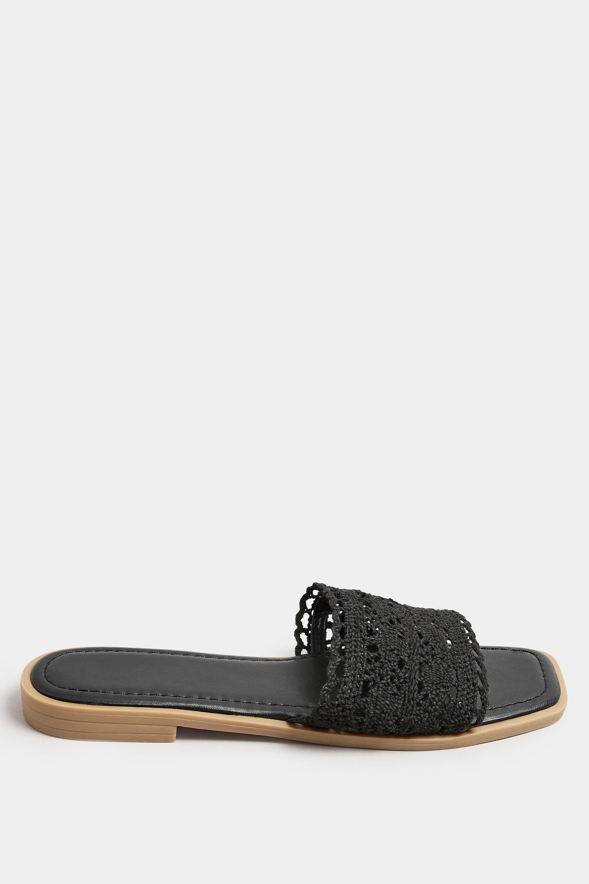  Mules Noires En Crochet Pieds Extra Larges EEE