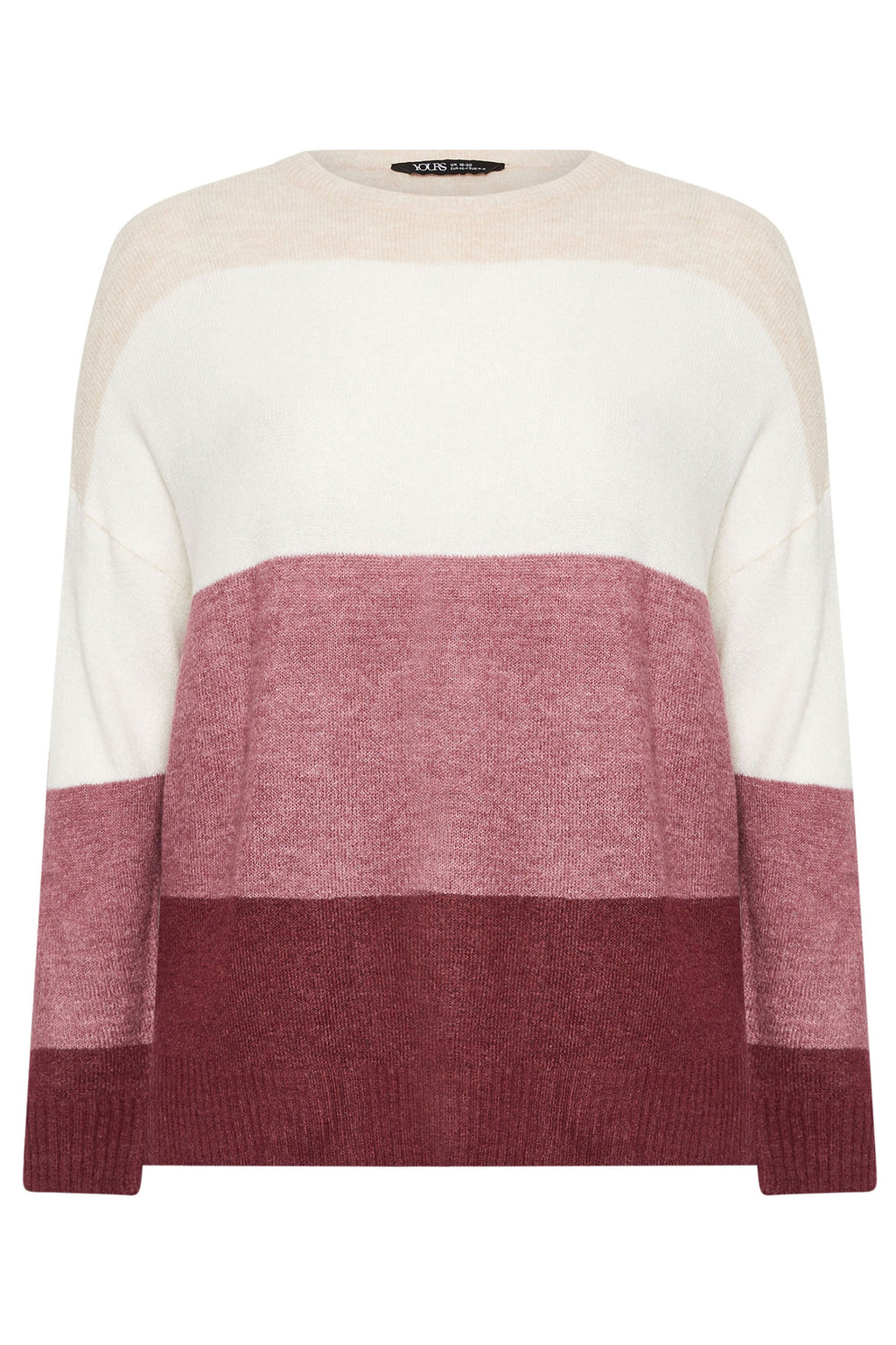  YOURS - Pull Blanc Dégradé Rose Manches Longues