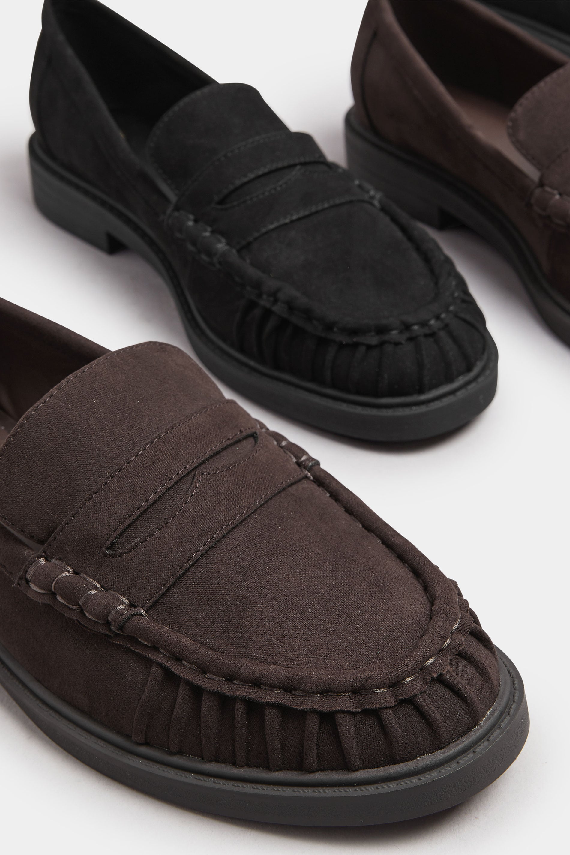  Mocassins Froncés En Similicuir Marron Chocolat, Coupe Extra Large EEE