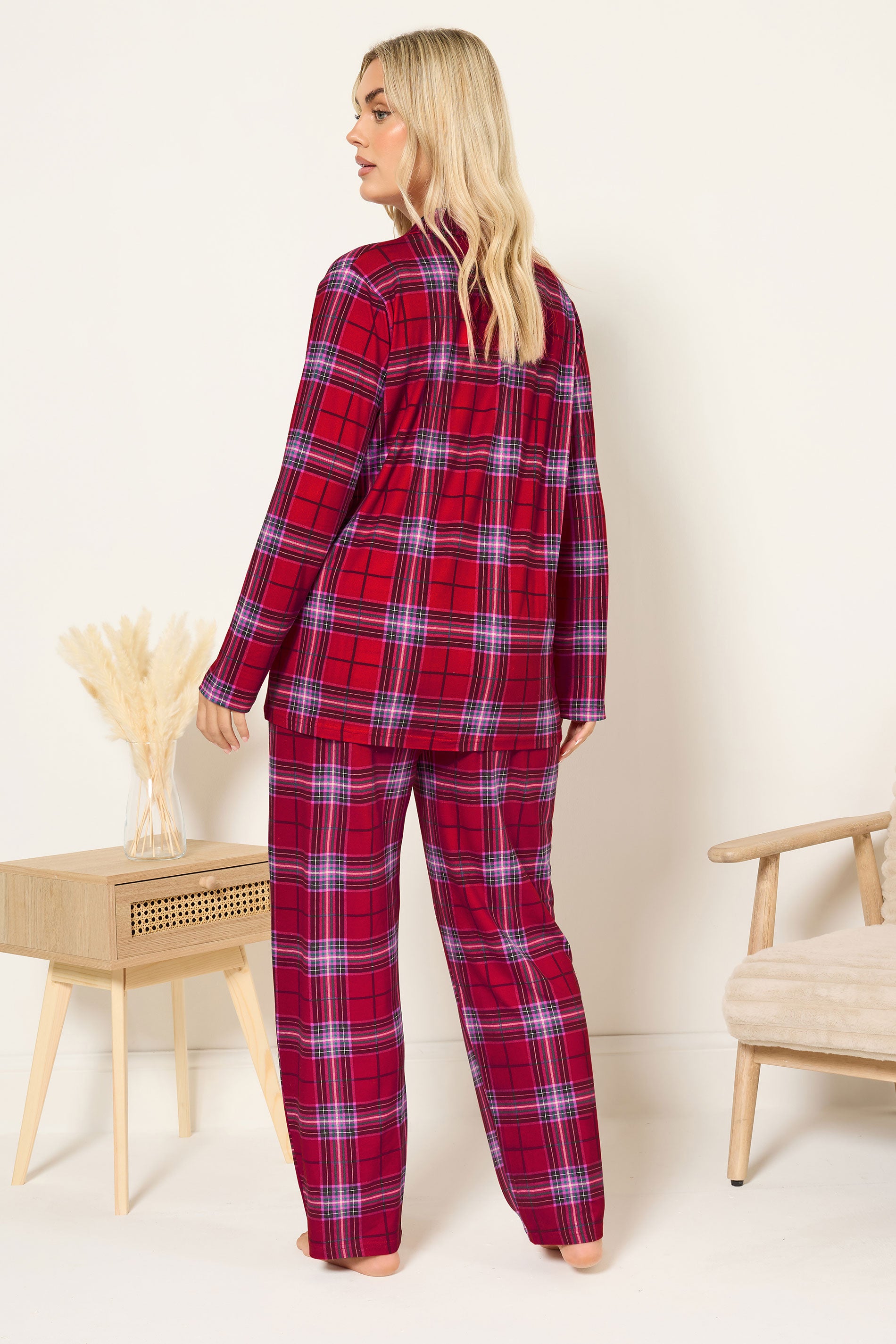  YOURS Curve Ensemble De Pyjama Doux Au Toucher à Carreaux Rouges