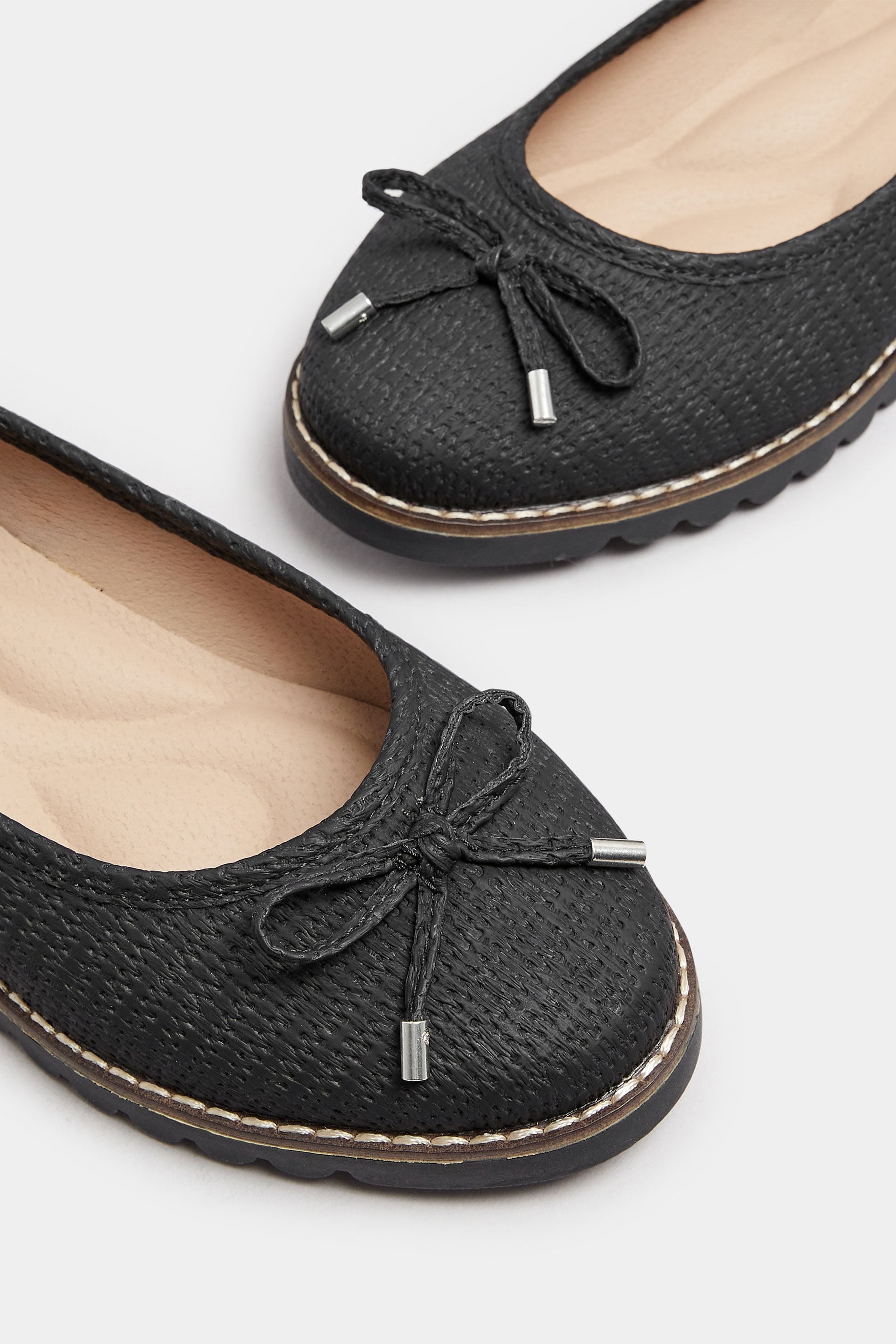 Ballerines Noires Effet Cuir Pieds Extra Larges EEE