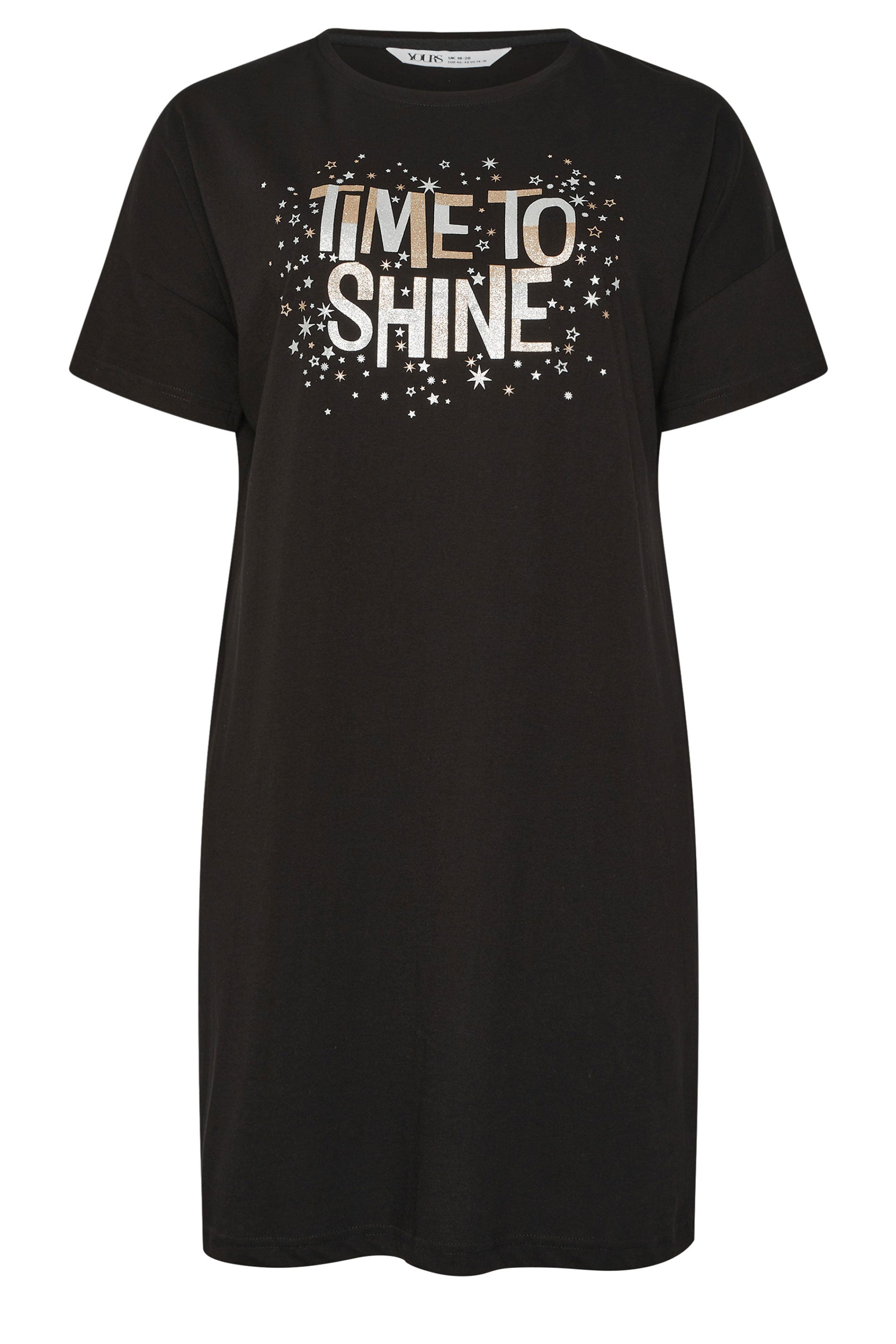  YOURS Curve Chemise De Nuit Noire « Time To Shine »