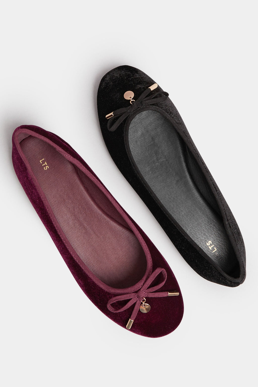  LTS Burgundy Red Velvet Bow Ballerina Pumps In Standard Fit
