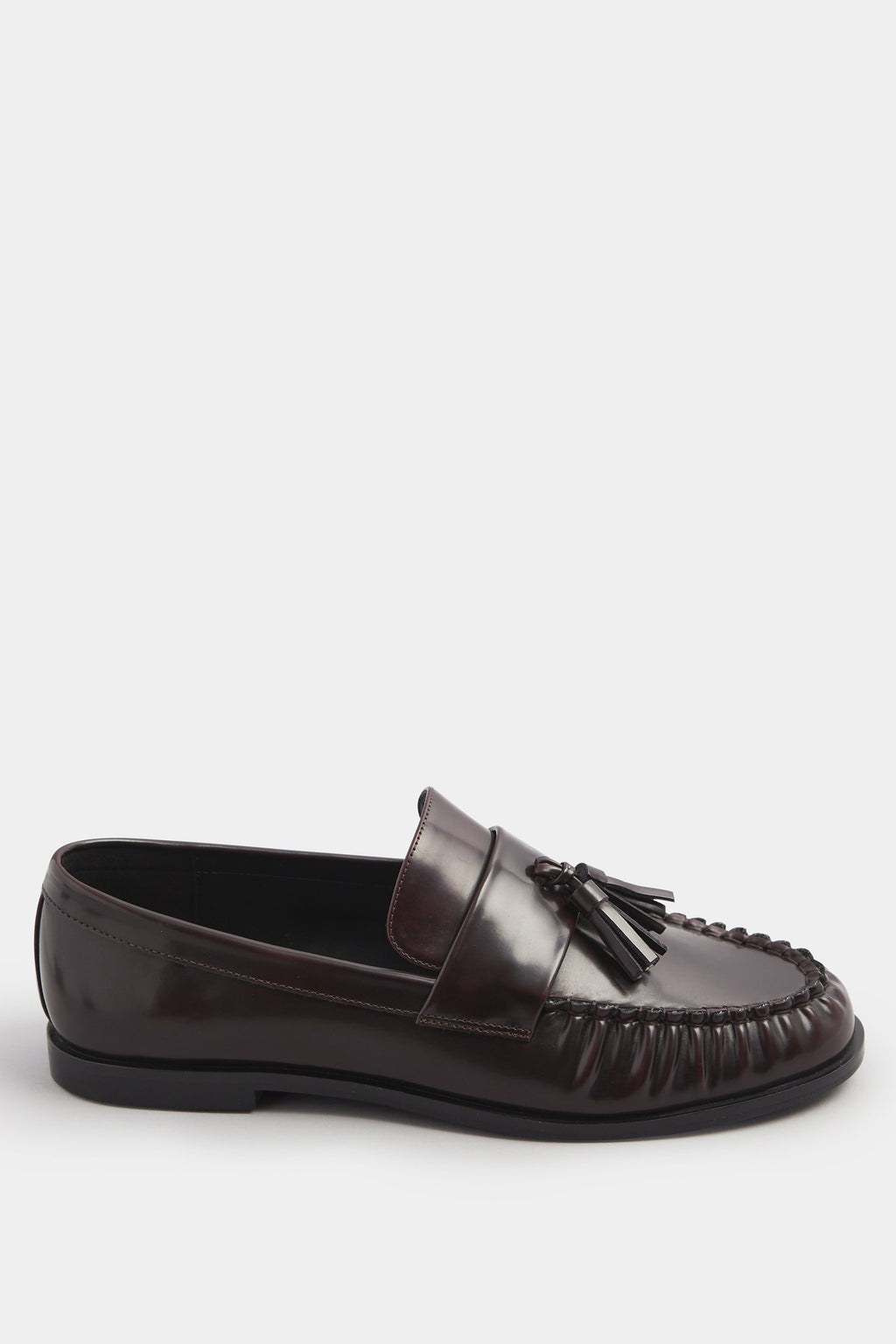  LTS Dark Red Patent Tassel Flat Loafers