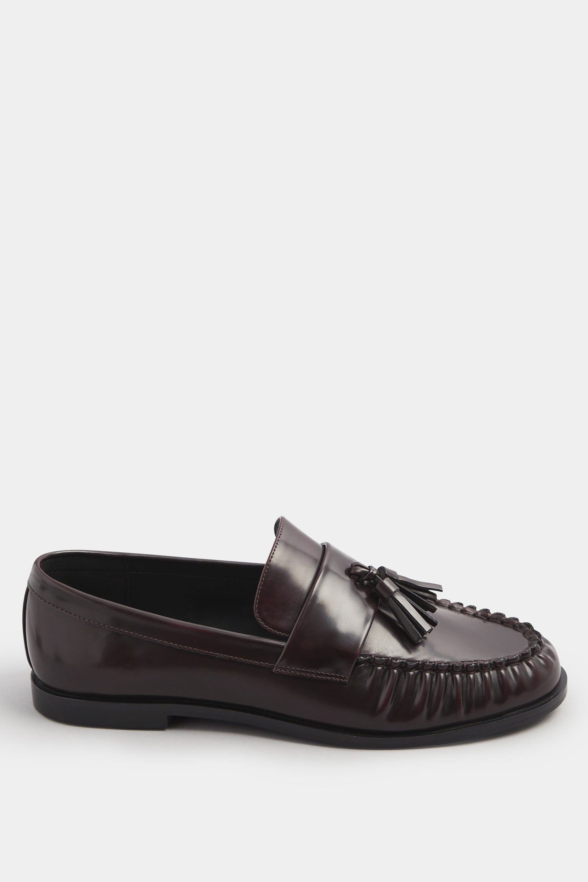  LTS Dark Red Patent Tassel Flat Loafers