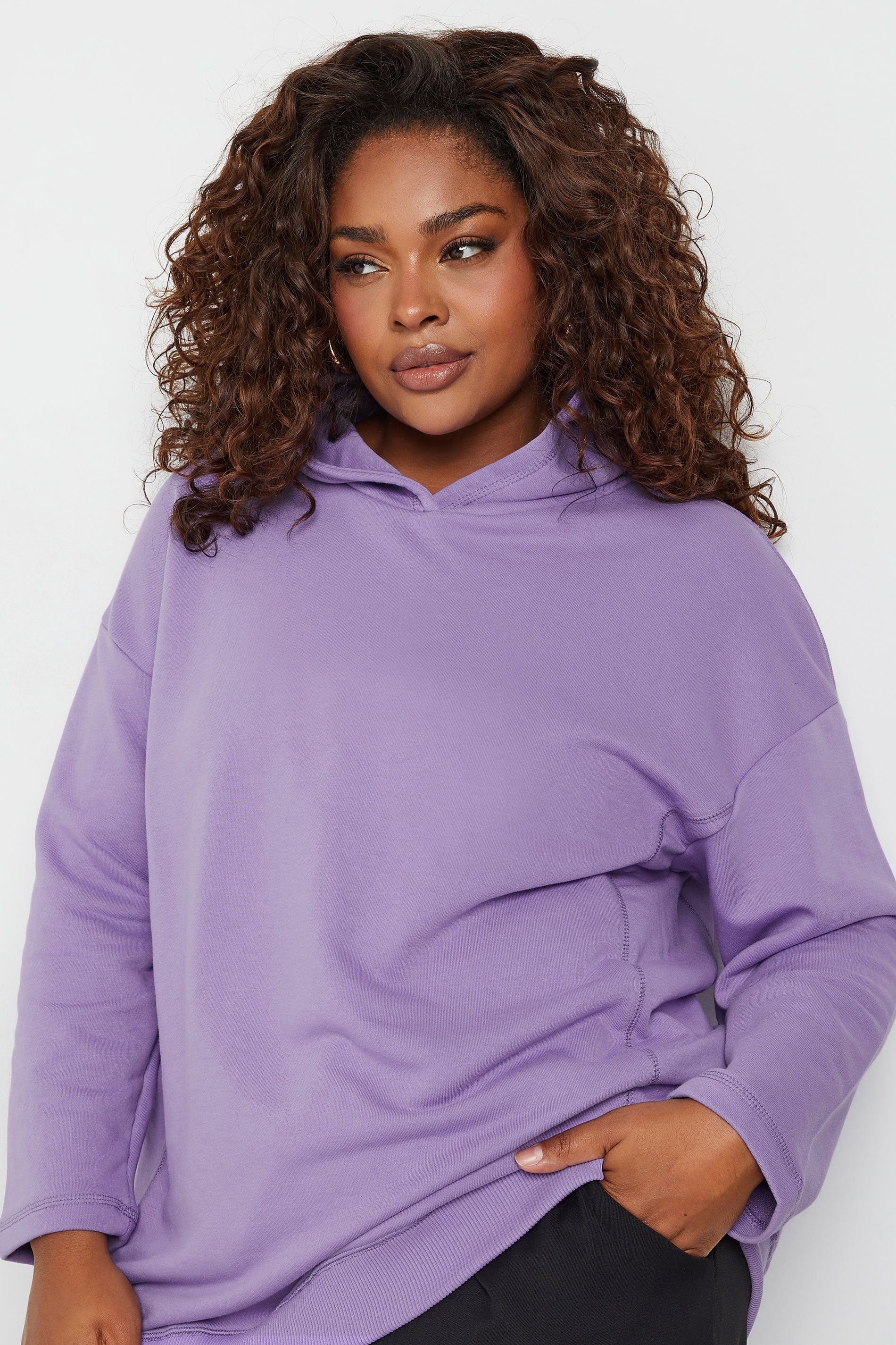  YOURS - Pull En Jersey à Capuche Lavande Coupe Oversize