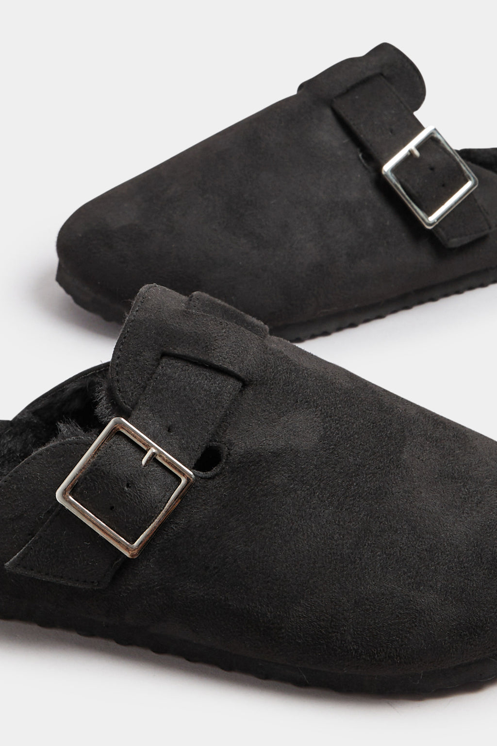  Sabots Noirs Fausse Fourrure Pieds Extra Larges EEE