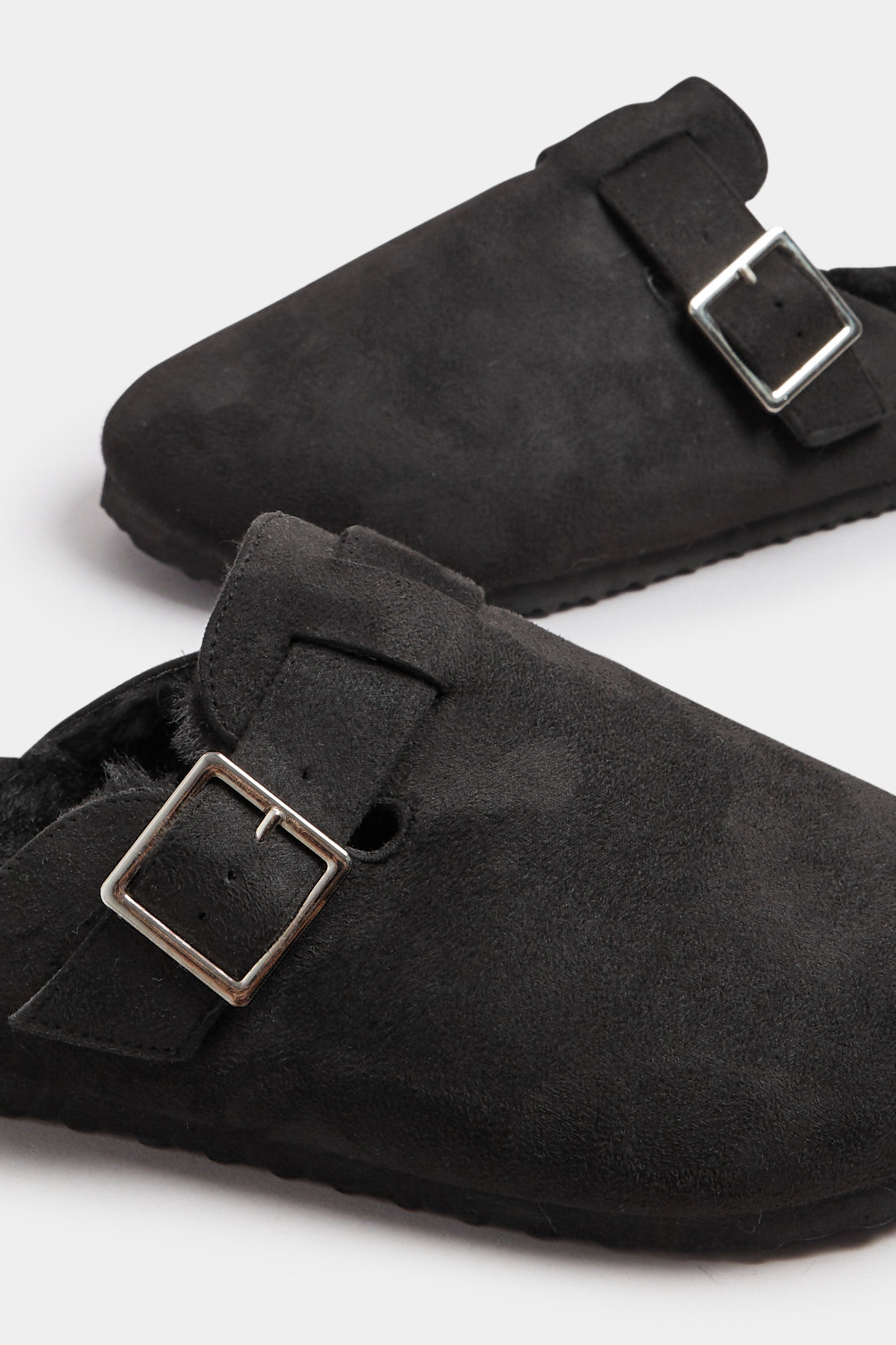  Sabots Noirs Fausse Fourrure Pieds Extra Larges EEE